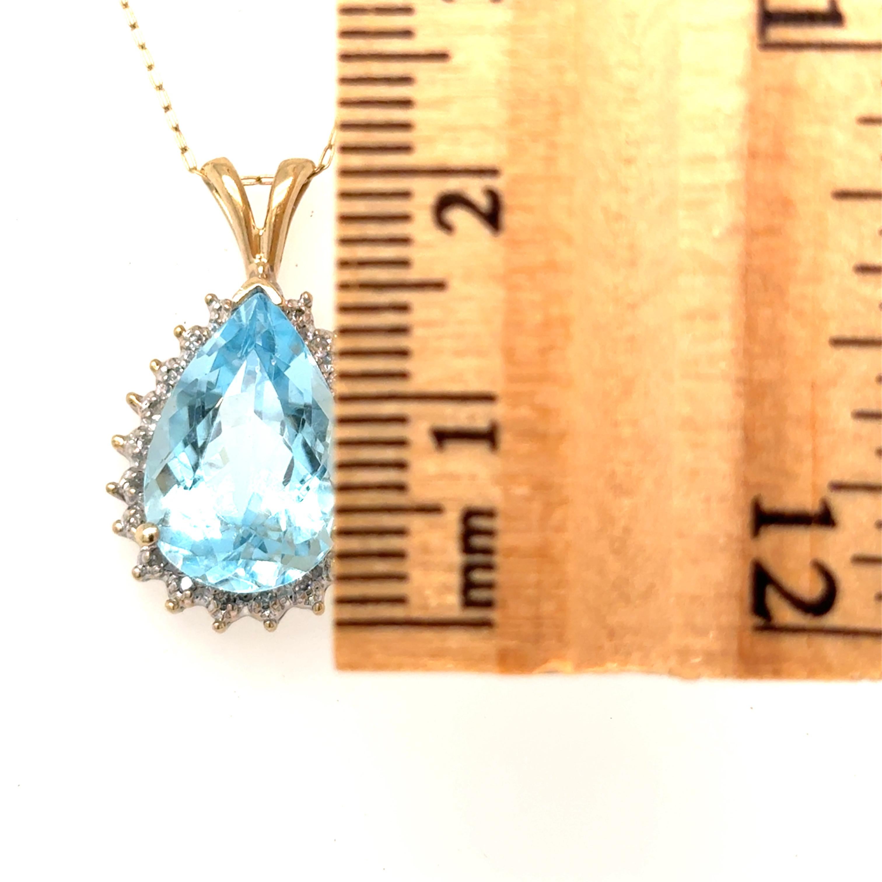 Collana con ciondolo di diamanti e acquamarina da 4,5 carati con taglio a pera in vendita 5
