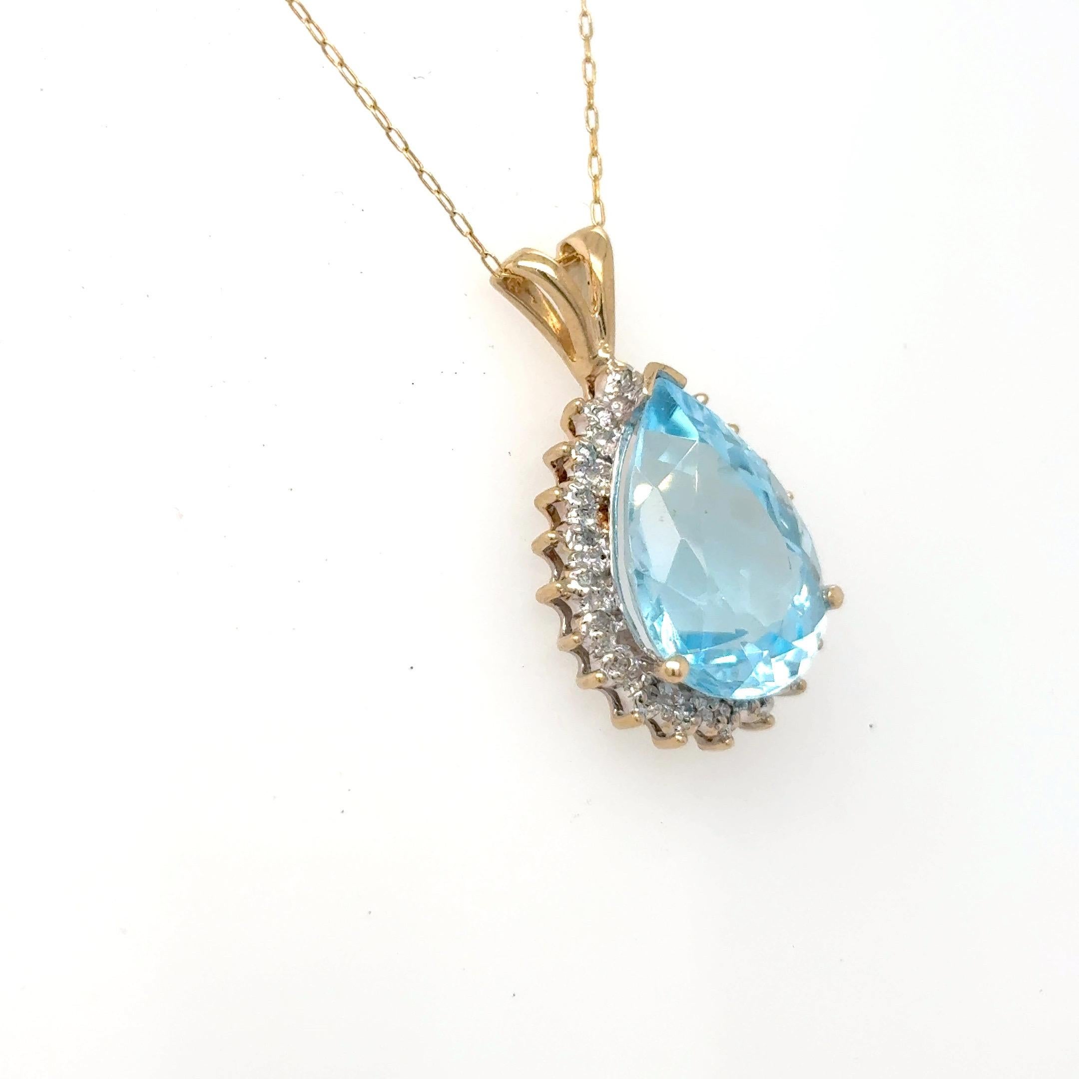 Collana con ciondolo di diamanti e acquamarina da 4,5 carati con taglio a pera in vendita 1