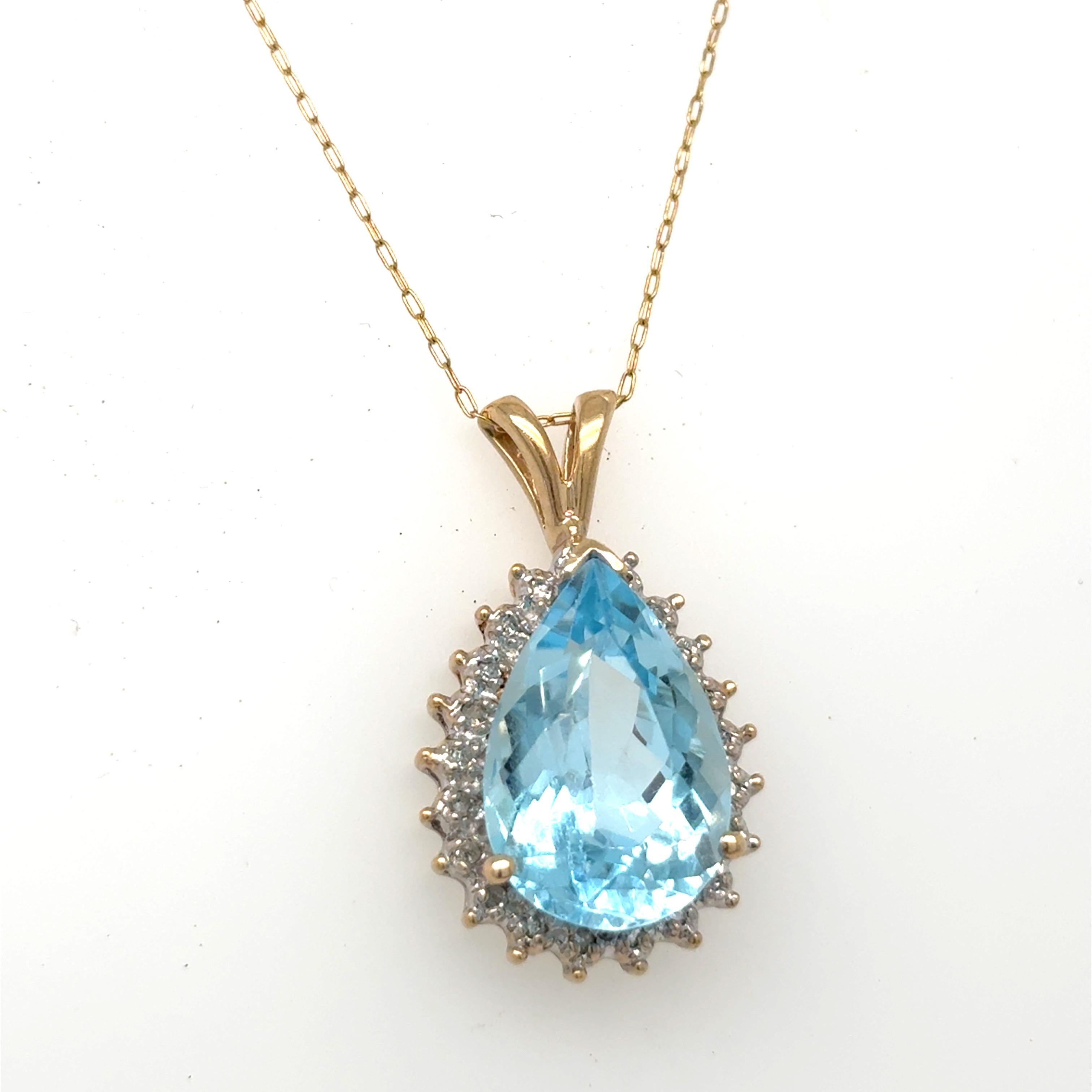 Collana con ciondolo di diamanti e acquamarina da 4,5 carati con taglio a pera in vendita 2