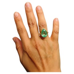 4,5 Karat Birnenschliff natürlicher kolumbianischer Smaragd Solitär Ring 18 Karat
