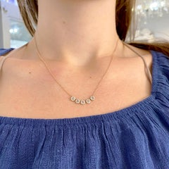 .45 Carat Rose Cut Diamond Halo Necklace, 14K Rose Gold, Adjustable