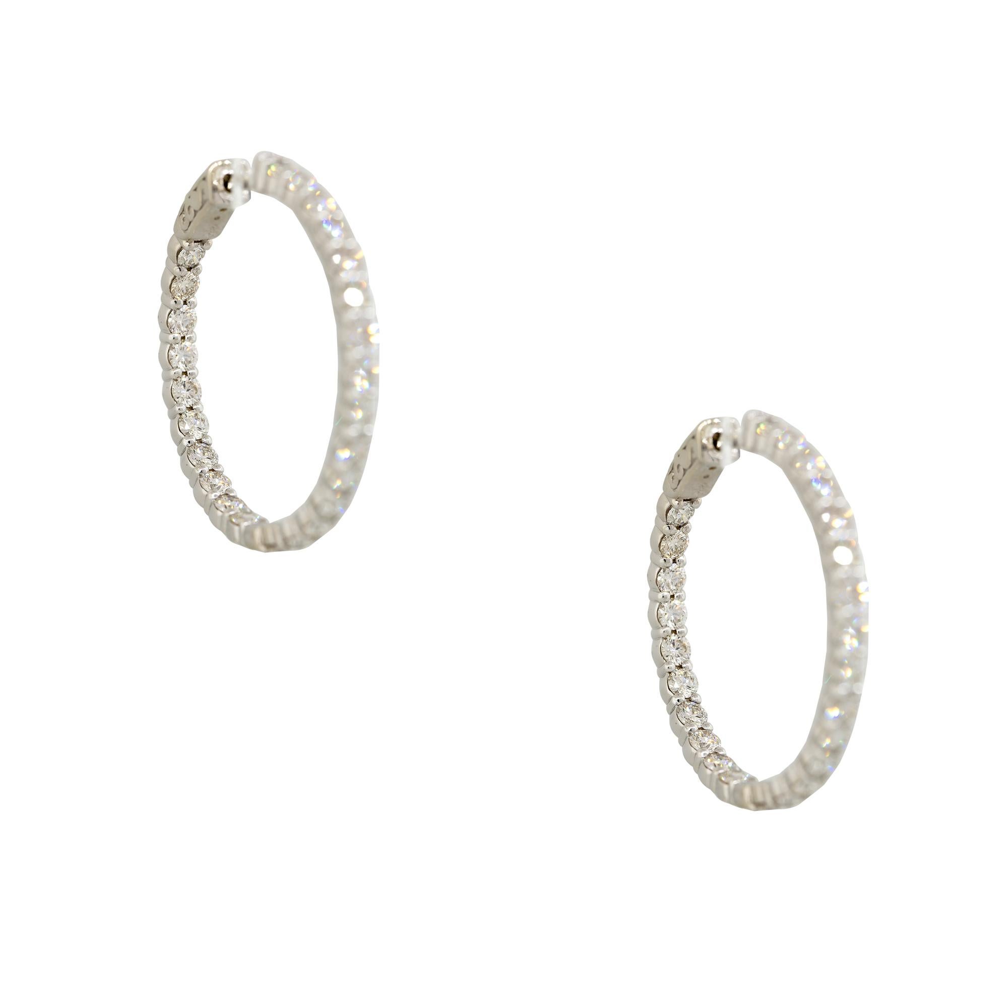 Modern 4.5 Carat Round Brilliant Cut Diamond Inside Out Hoop Earrings 14 Karat In Stock For Sale