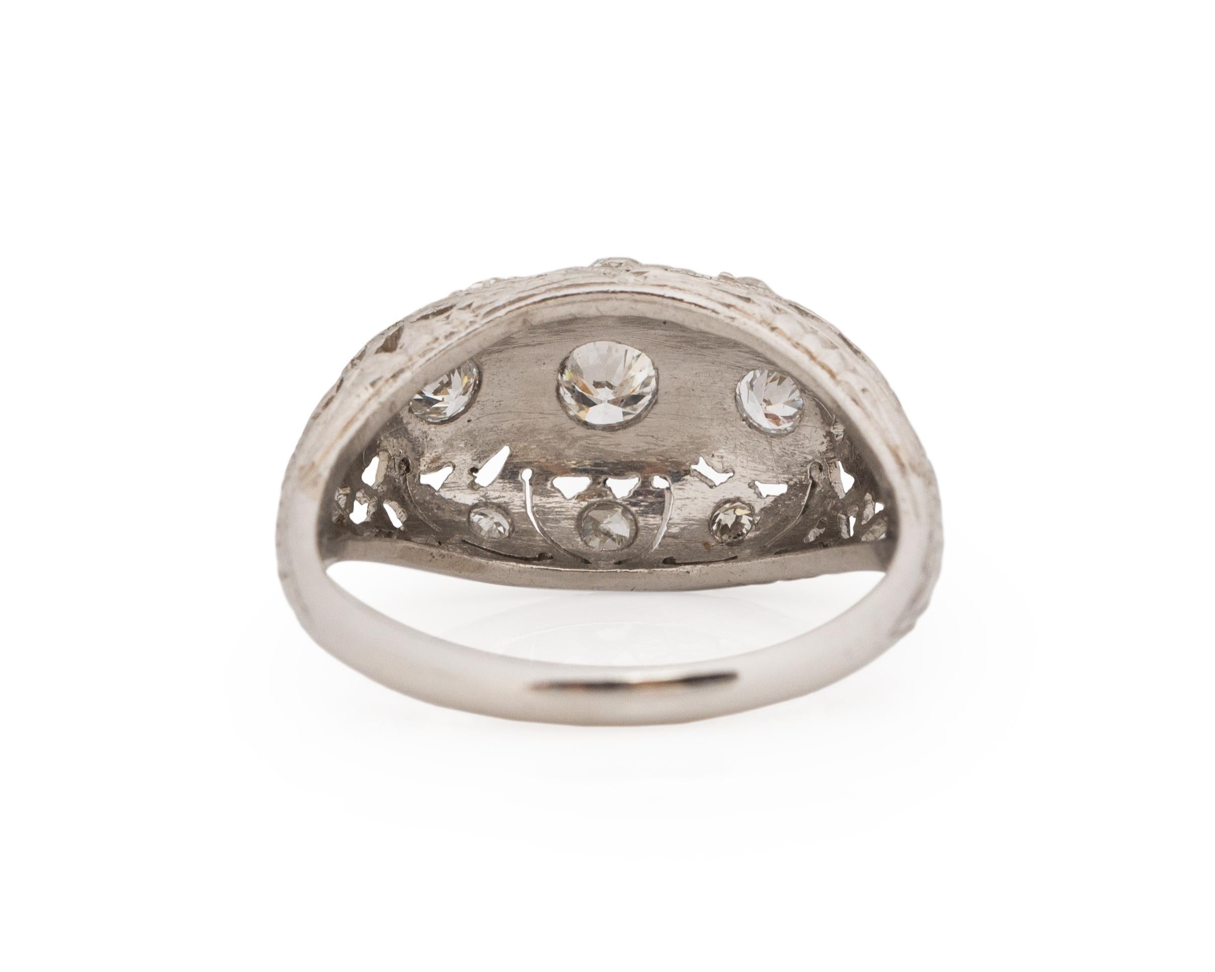 45 Karat Gesamtgewicht Art Deco Diamant Platin Verlobungsring (Alteuropäischer Schliff) im Angebot