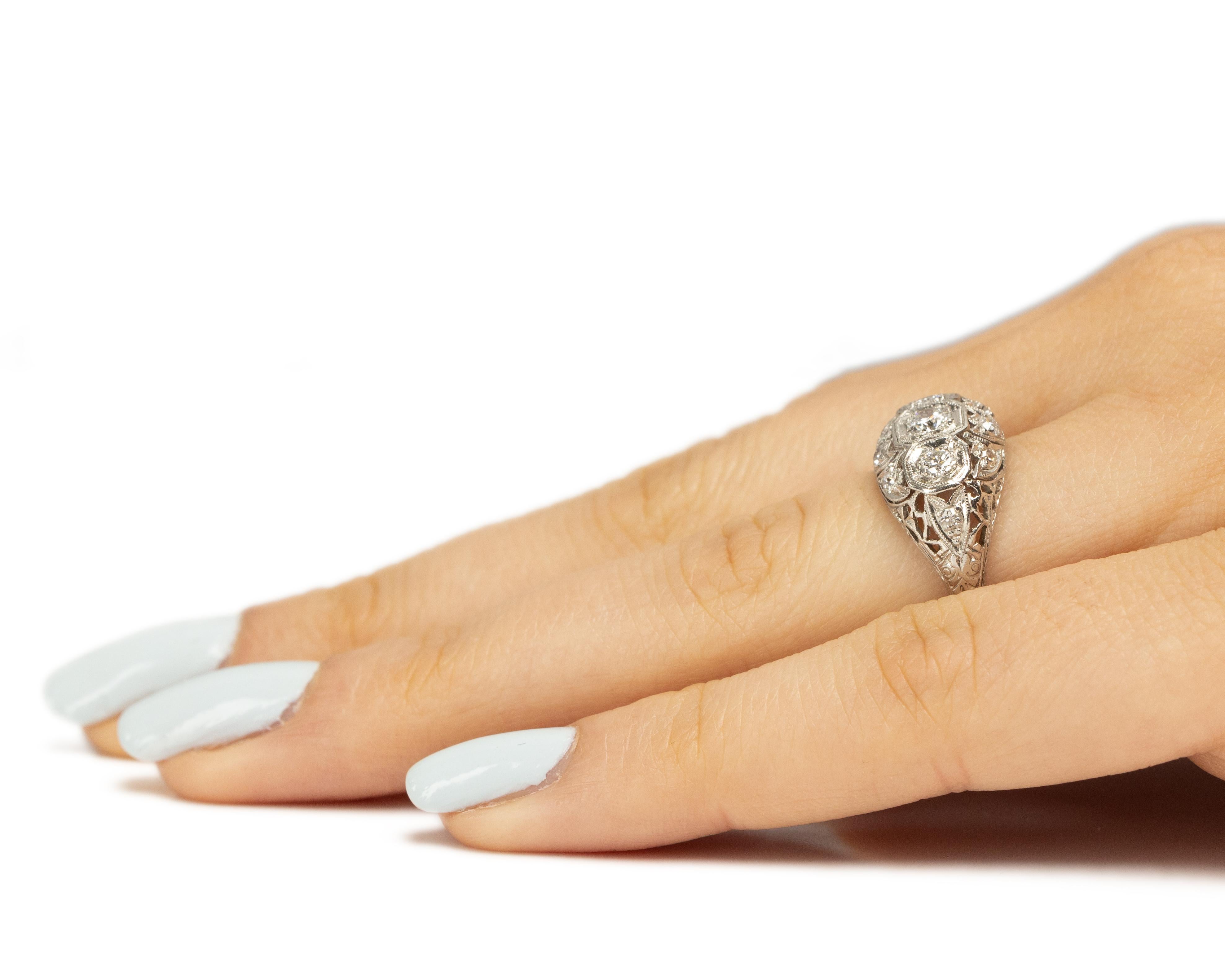 Women's .45 Carat Total Weight Art Deco Diamond Platinum Engagement Ring For Sale