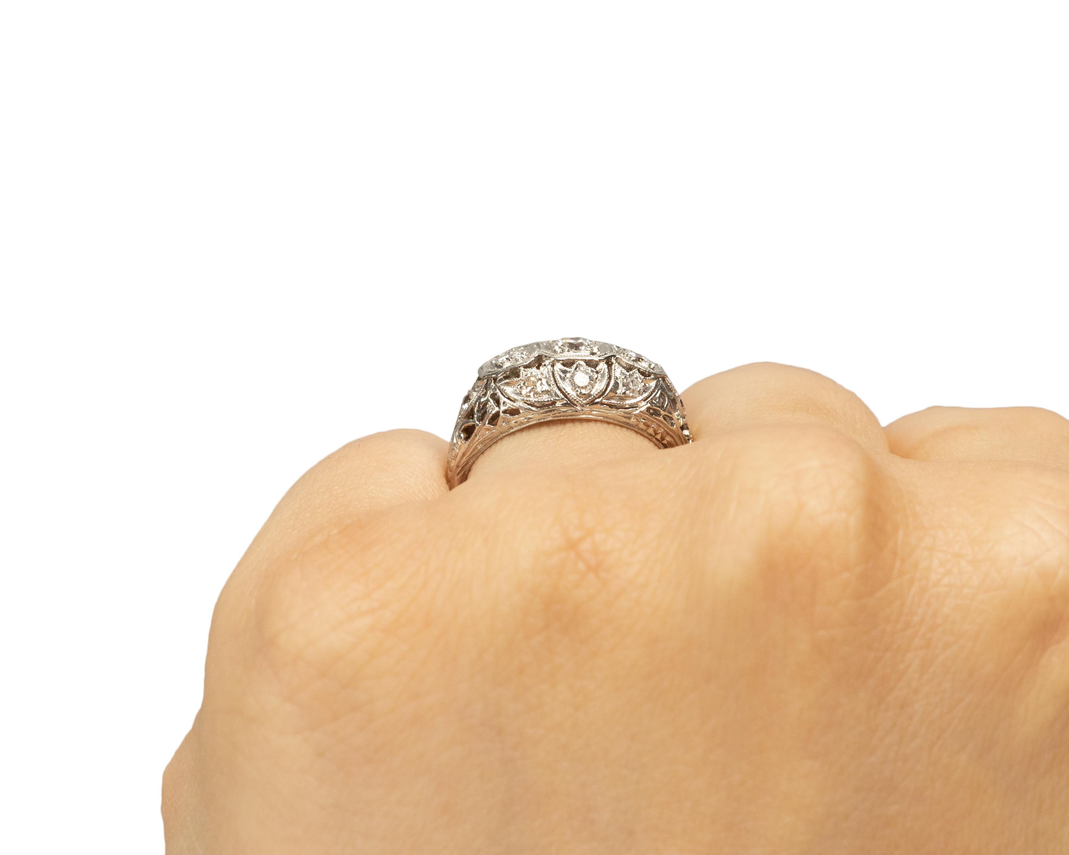 .45 Carat Total Weight Art Deco Diamond Platinum Engagement Ring For Sale 2