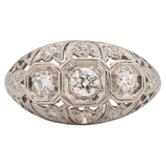 Vintage .45 Carat Total Weight Art Deco Diamond Platinum Engagement Ring