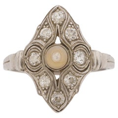 Antique .45 Carat Total Weight Art Deco Diamond Platinum Engagement Ring