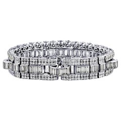 45 Carat TW Baguette and Round Cut Natural Diamond Bracelet in Platinum 950