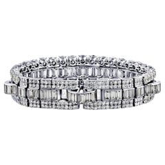 Bracelet en platine 950 avec diamants naturels taille baguette et ronde de 45 carats poids total