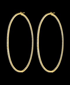 4,5 Karat sehr große Diamant-Creolen für Gala-Cocktail-Ohrringe aus 14 Karat Gelbgold