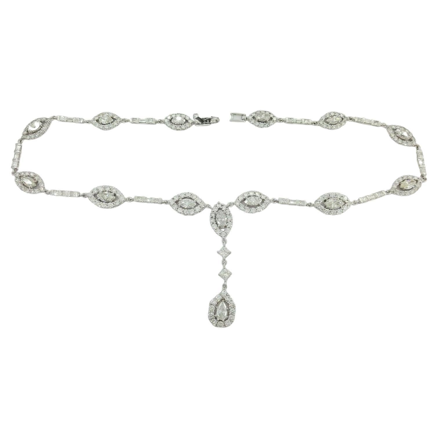 Round Cut 45 Carats Marquise, Round, Pear Diamond Choker Necklace For Sale