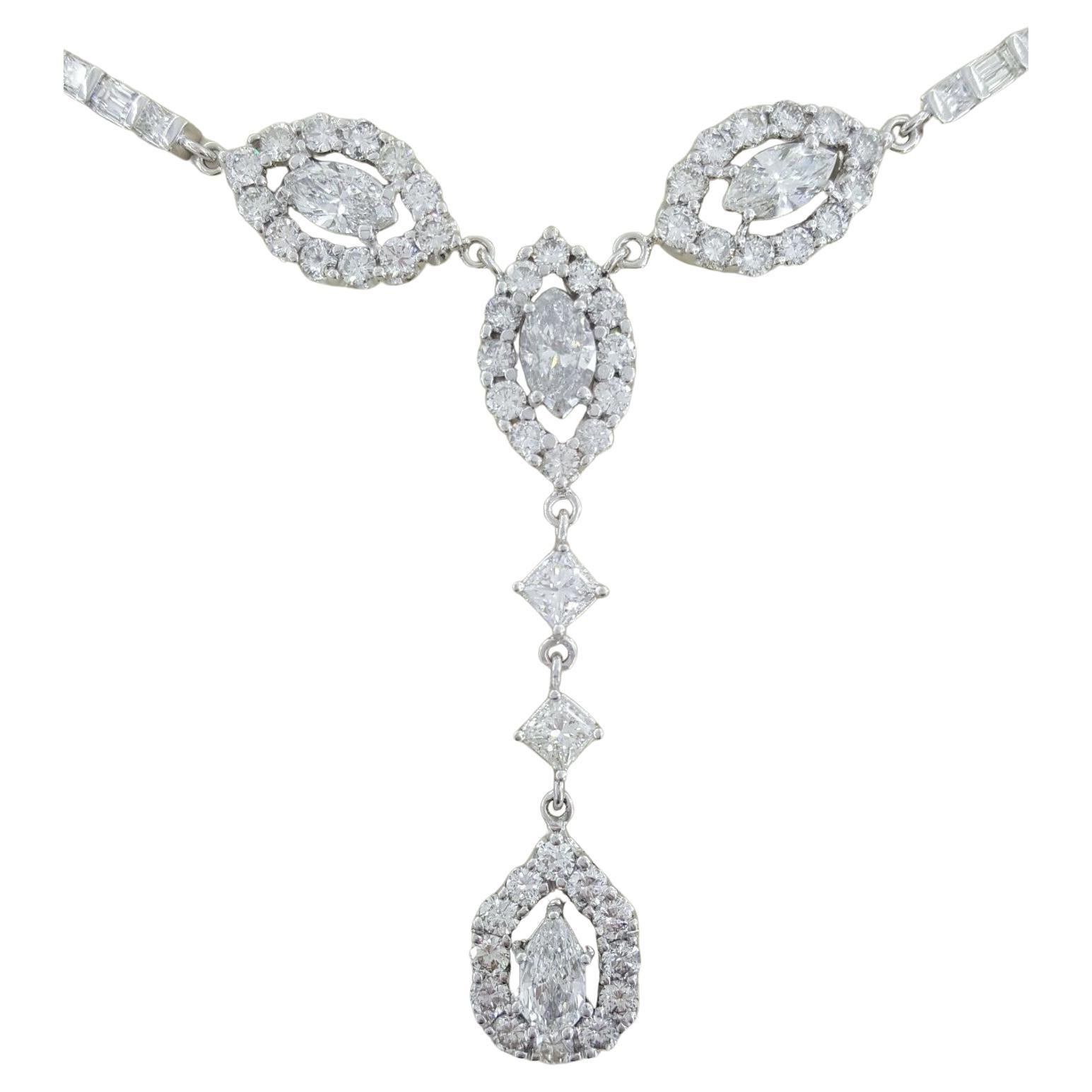 45 Karat Marquise, runder, birnenförmiger Diamant-Halskette