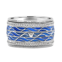 18K Weißgold & Emaille Contemporary Band mit 0,45 Karat Diamant