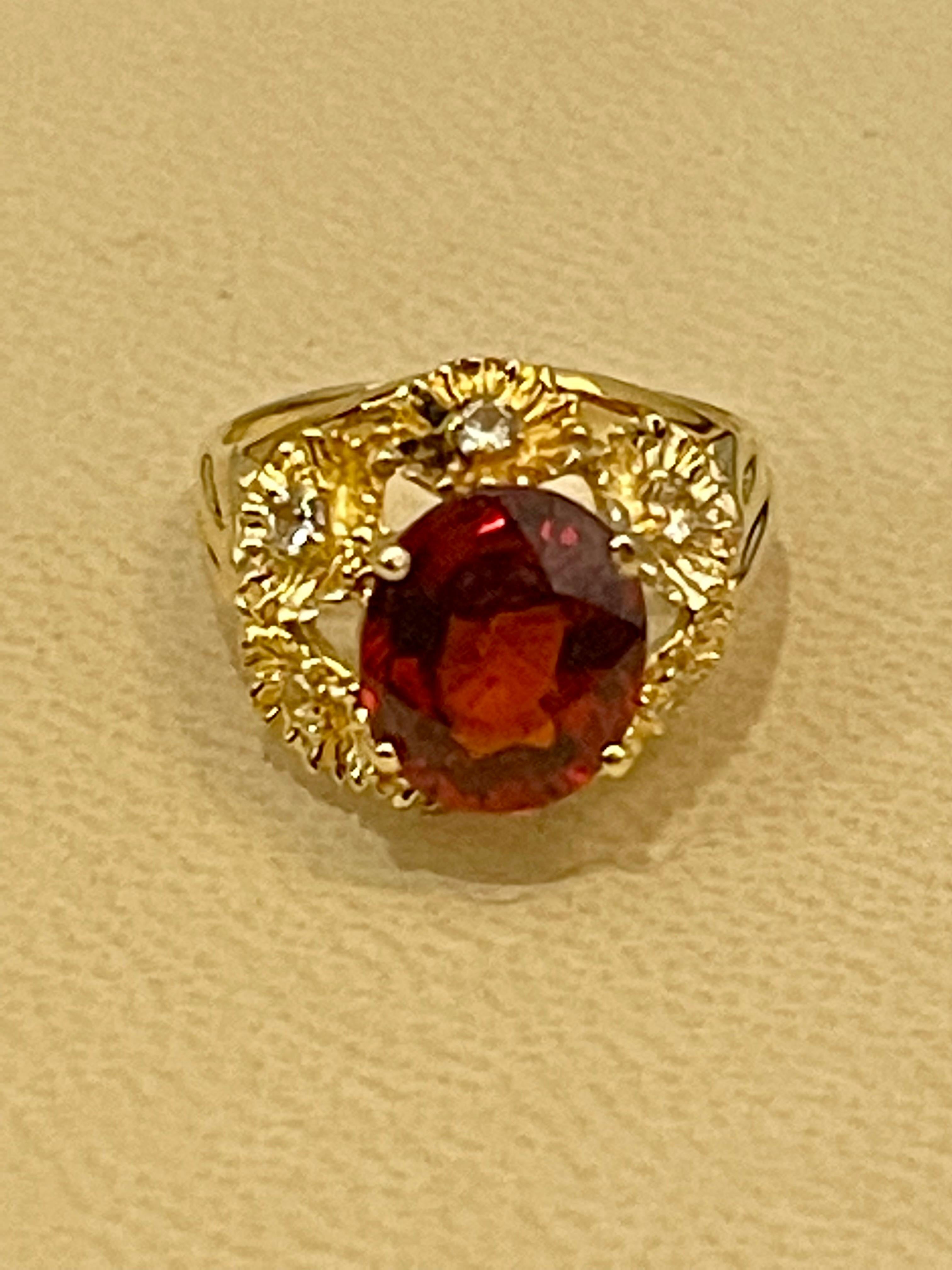 4,5 Karat natürlicher Spessartin Granat & Diamant-Ring aus 18 Karat Gelbgold im Angebot 5