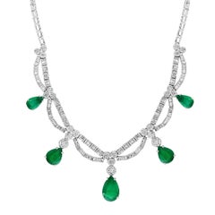 45 ct Zambian Emerald and 12 ct Diamond Necklace and Earring Bridal Suite