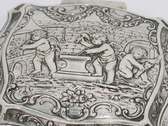 European Silver Gilt Interior Antique German Hanau Cupids Making Arrows Box