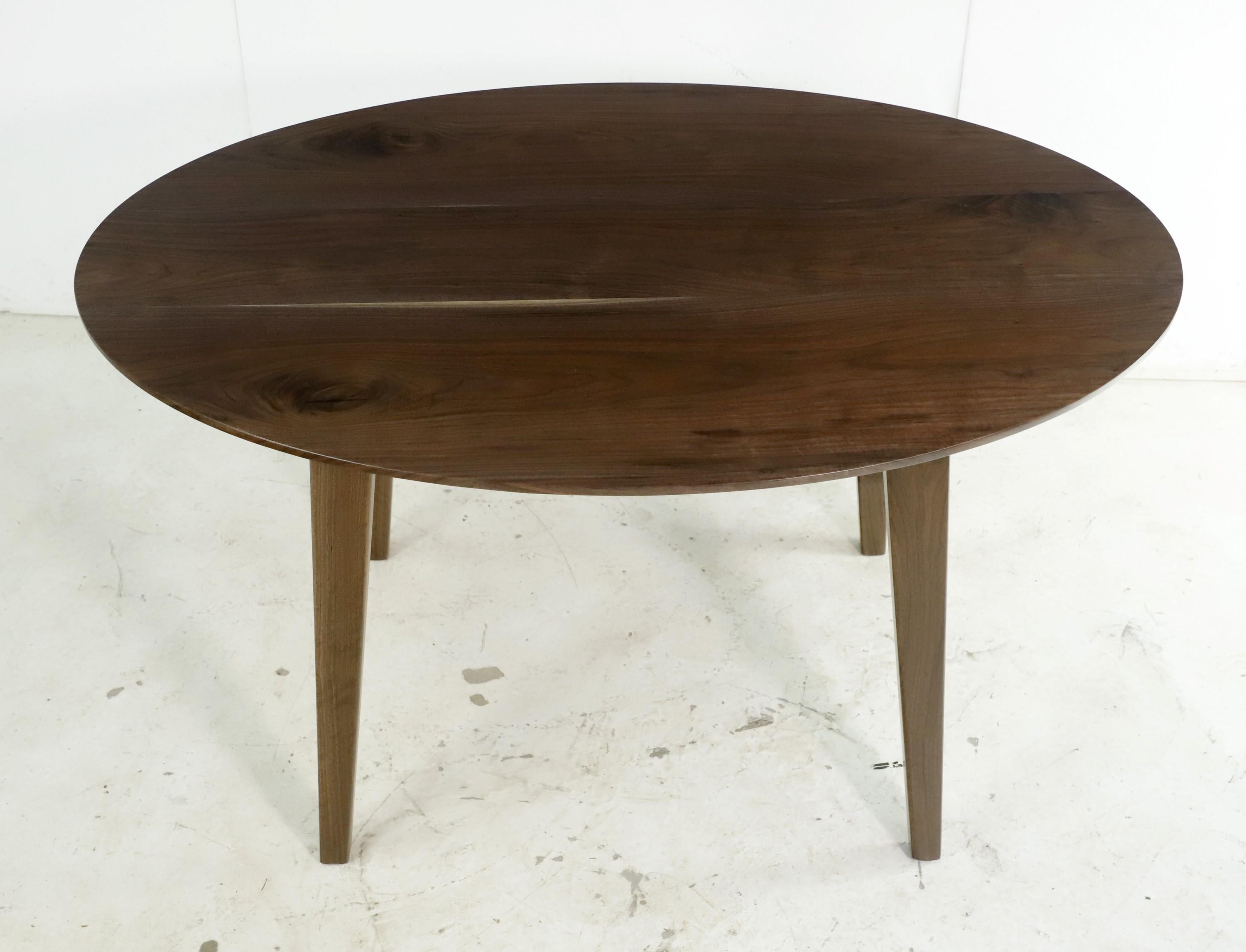 Contemporary 4.5 ft Oval Tapered Leg Solid Walnut Dining Table