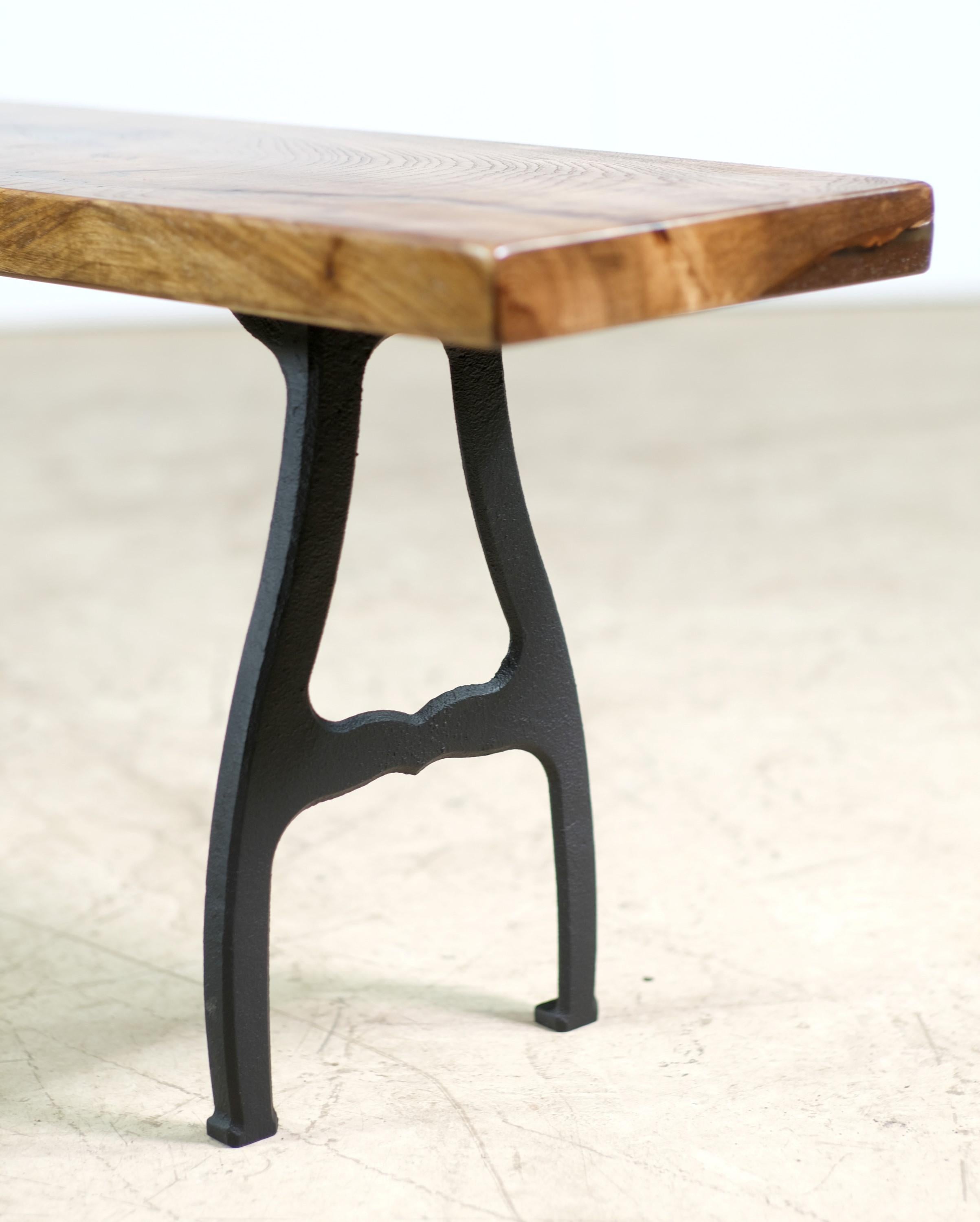 4.5 ft Solid Hickory Resin Details Bench Cast Iron Legs For Sale at 1stDibs cast iron bench