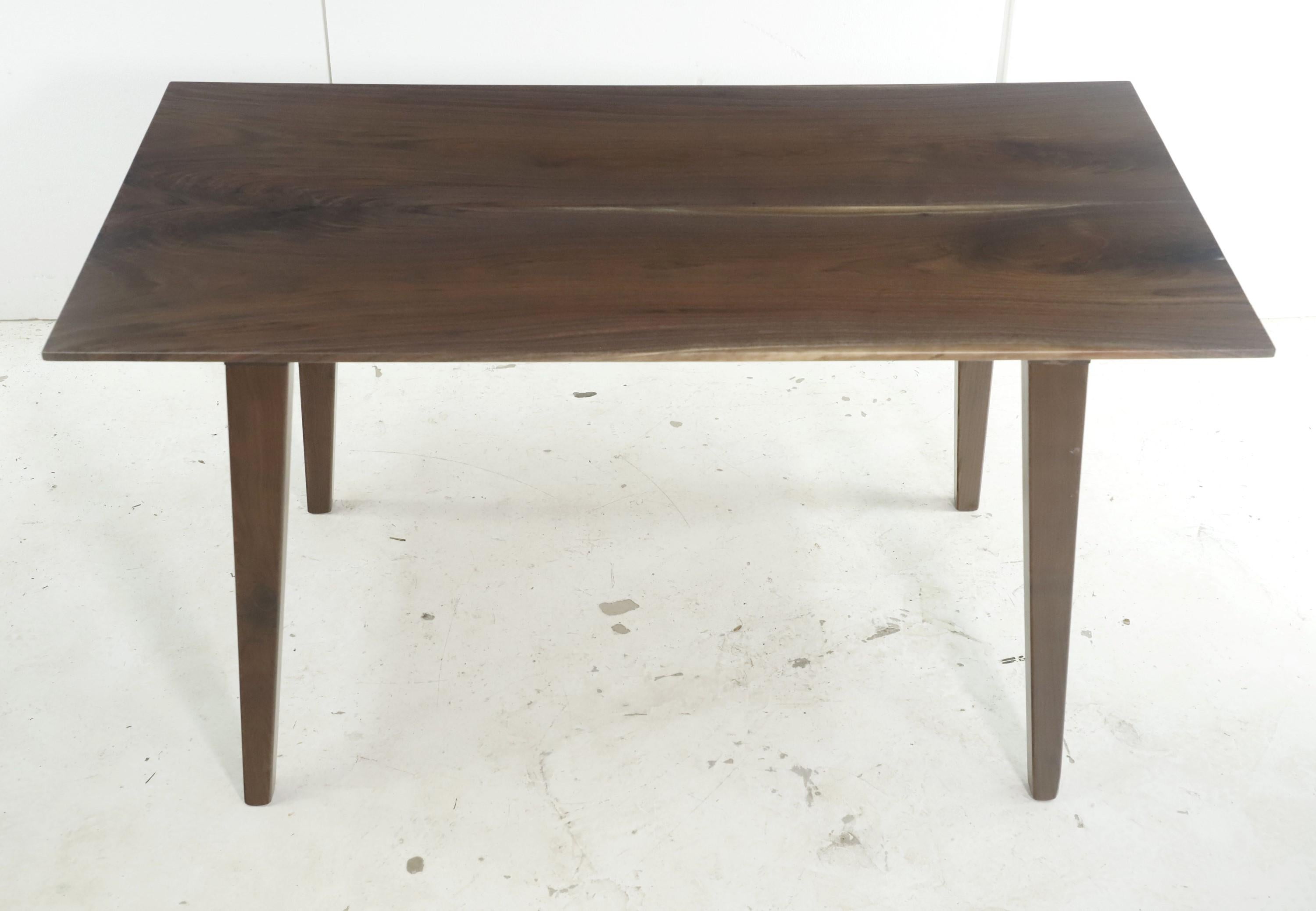 Contemporary 4.5 ft Solid Walnut Resin Detailed Tapered Leg Dining Table