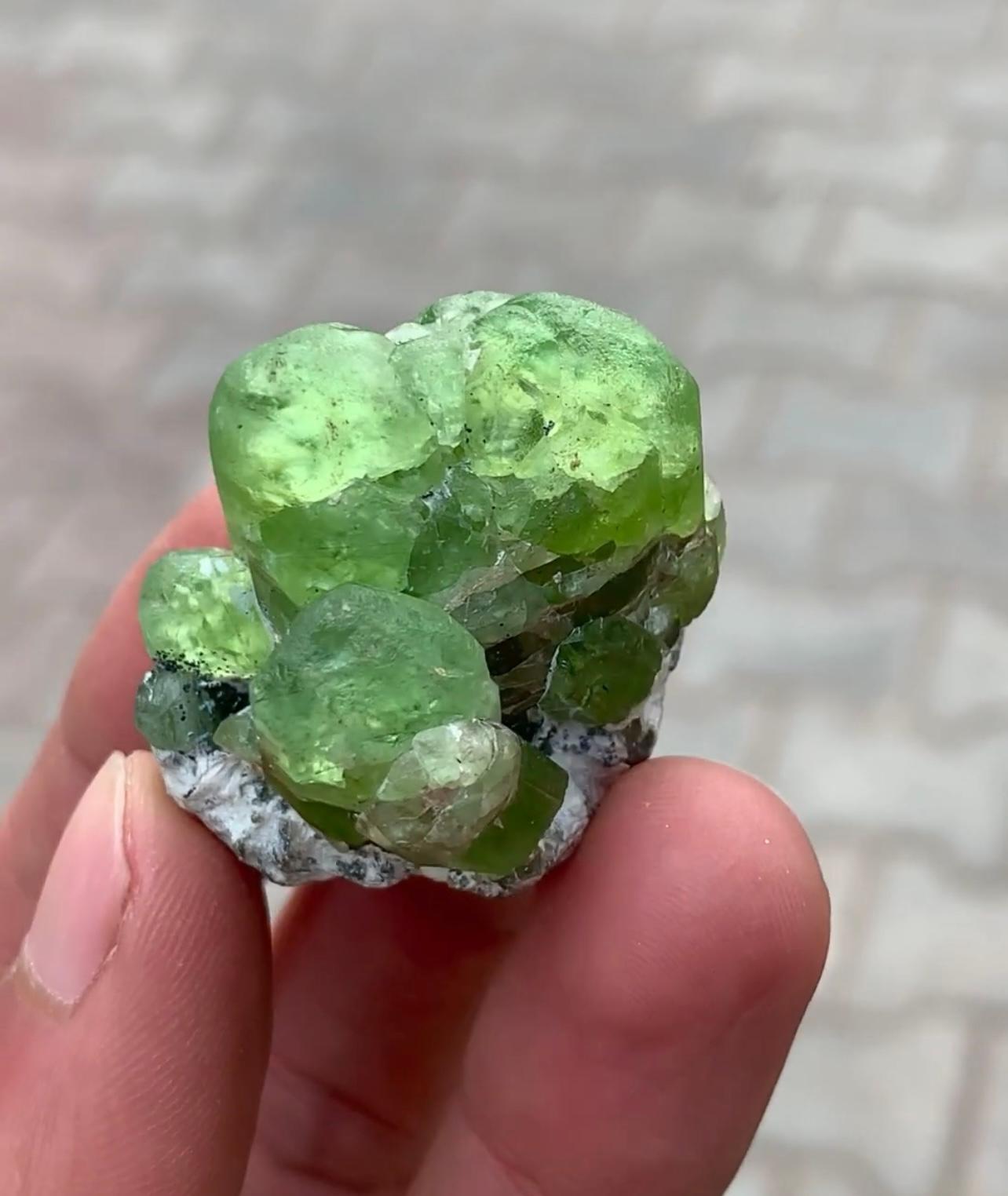 Adam Style 45 Grams Aggregate Of Fatty Crystals Of Green Peridot On Matrix From Pakistan For Sale