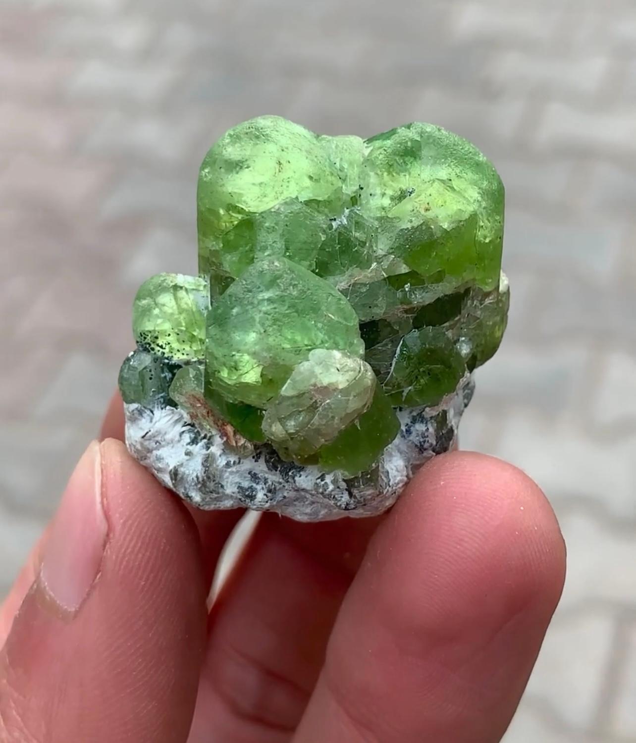 Pakistani 45 Grams Aggregate Of Fatty Crystals Of Green Peridot On Matrix From Pakistan For Sale