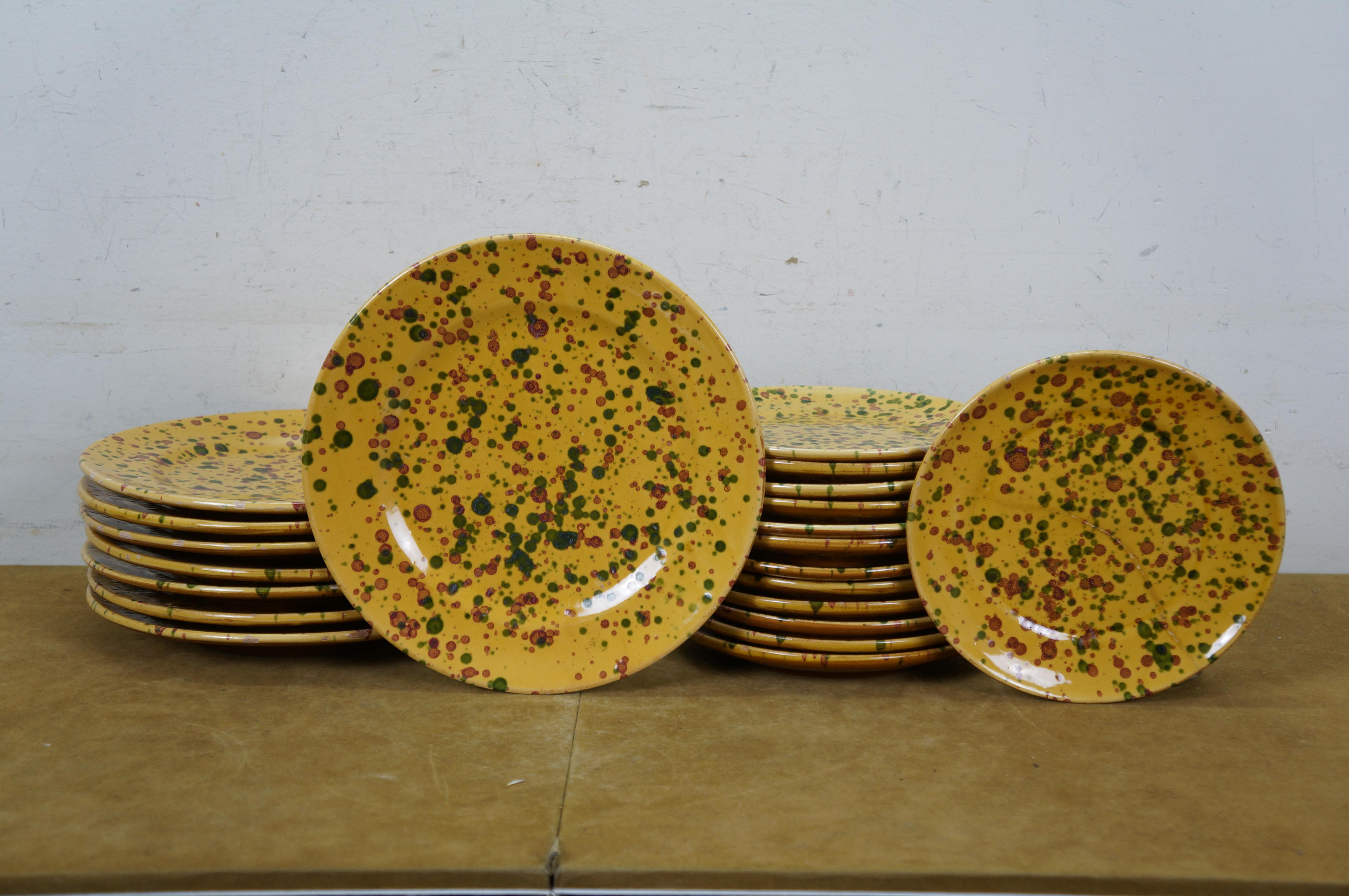 45 St. Italienisch Horchow Gelb Speckle Keramik Teller Tassen China im Zustand „Relativ gut“ im Angebot in Dayton, OH