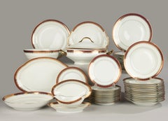 45-Piece Dinner Set - Leclair Limoges - Classic Design with Gold Laurel Trims