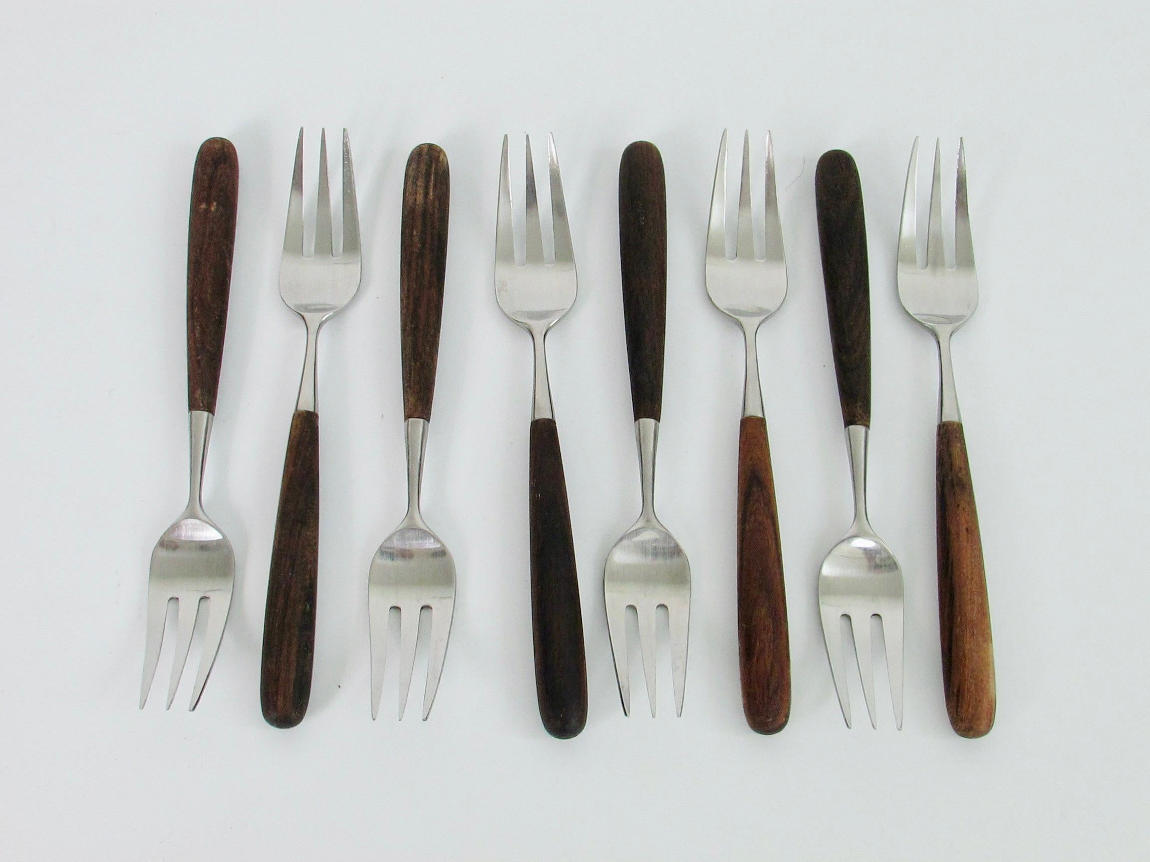45 Piece Laufer Rosewood Handle Stainless Steel Flatware Service for Eight For Sale 9
