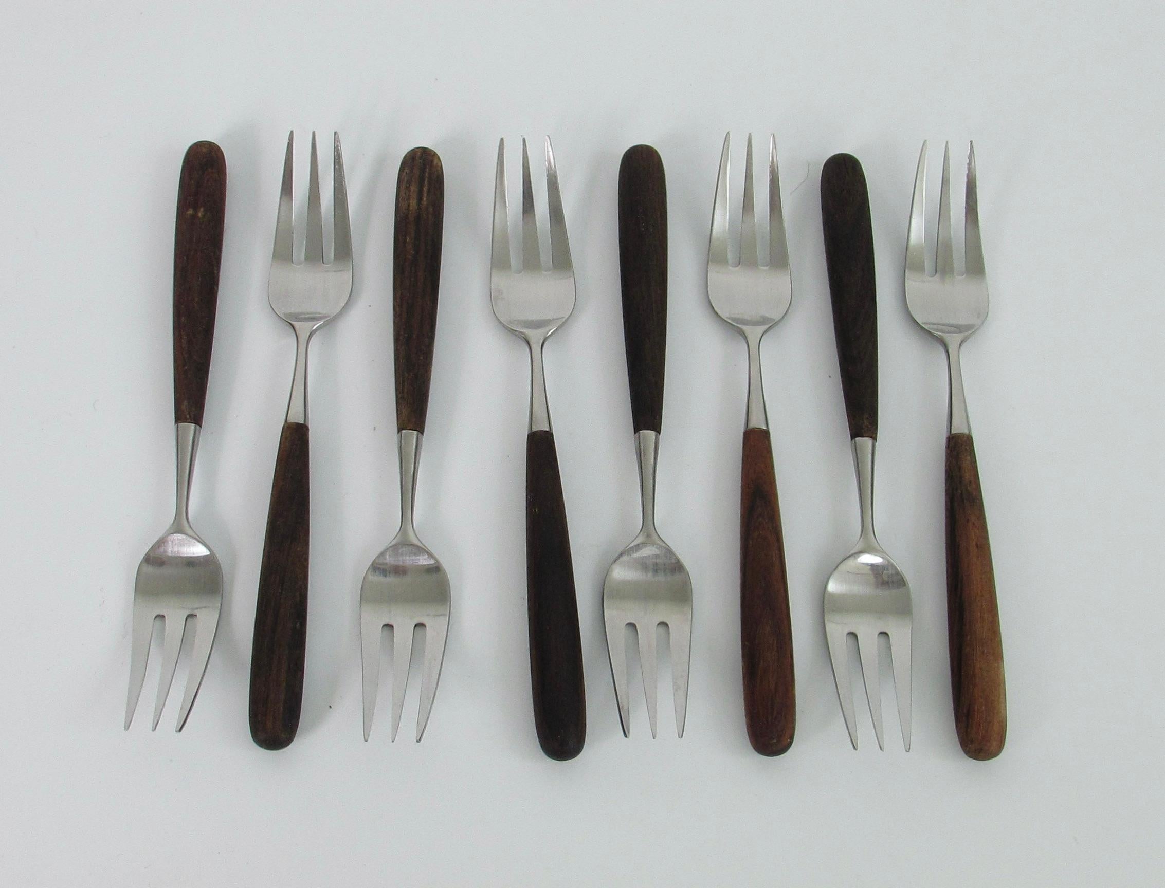 45 Piece Laufer Rosewood Handle Stainless Steel Flatware Service for Eight For Sale 10