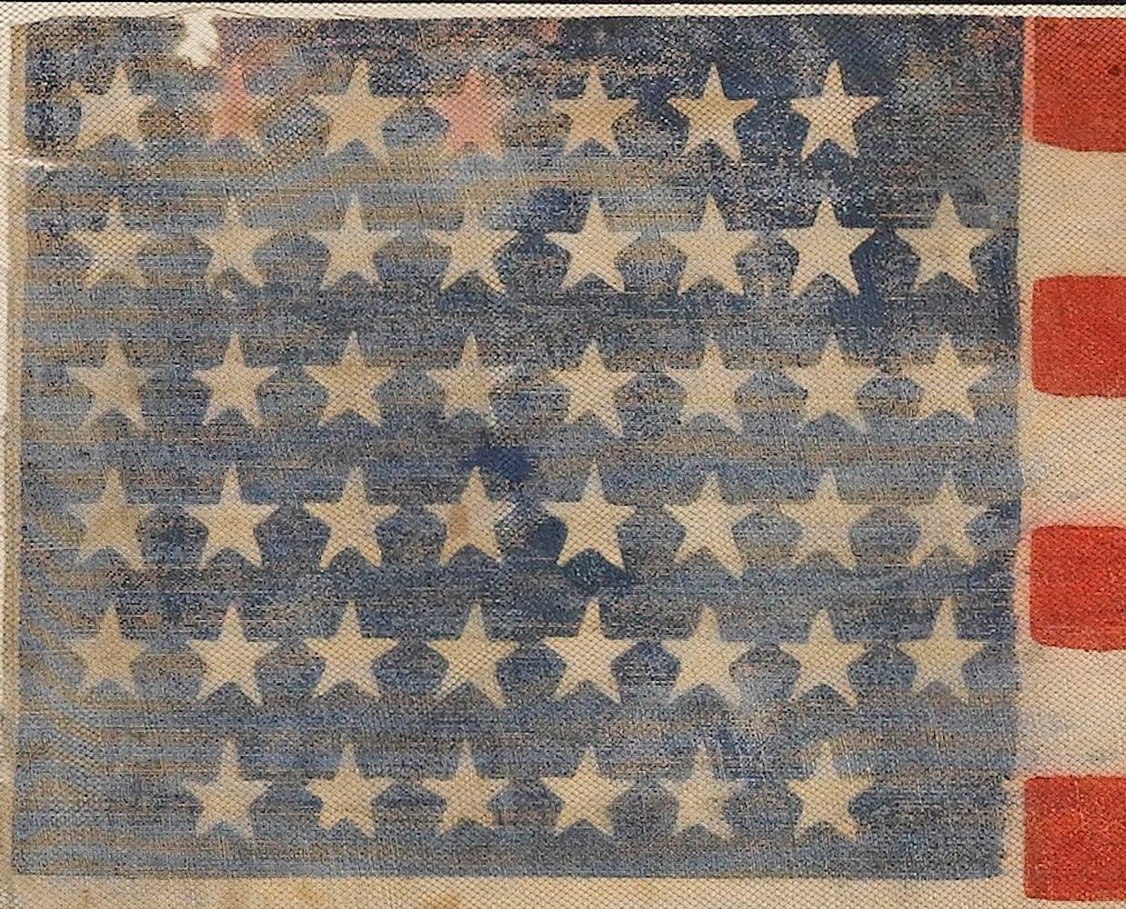 Late 19th Century 45-Star American Flag, Printed on Cotton, Celebrating Utah Statehood, 1896-1908 For Sale