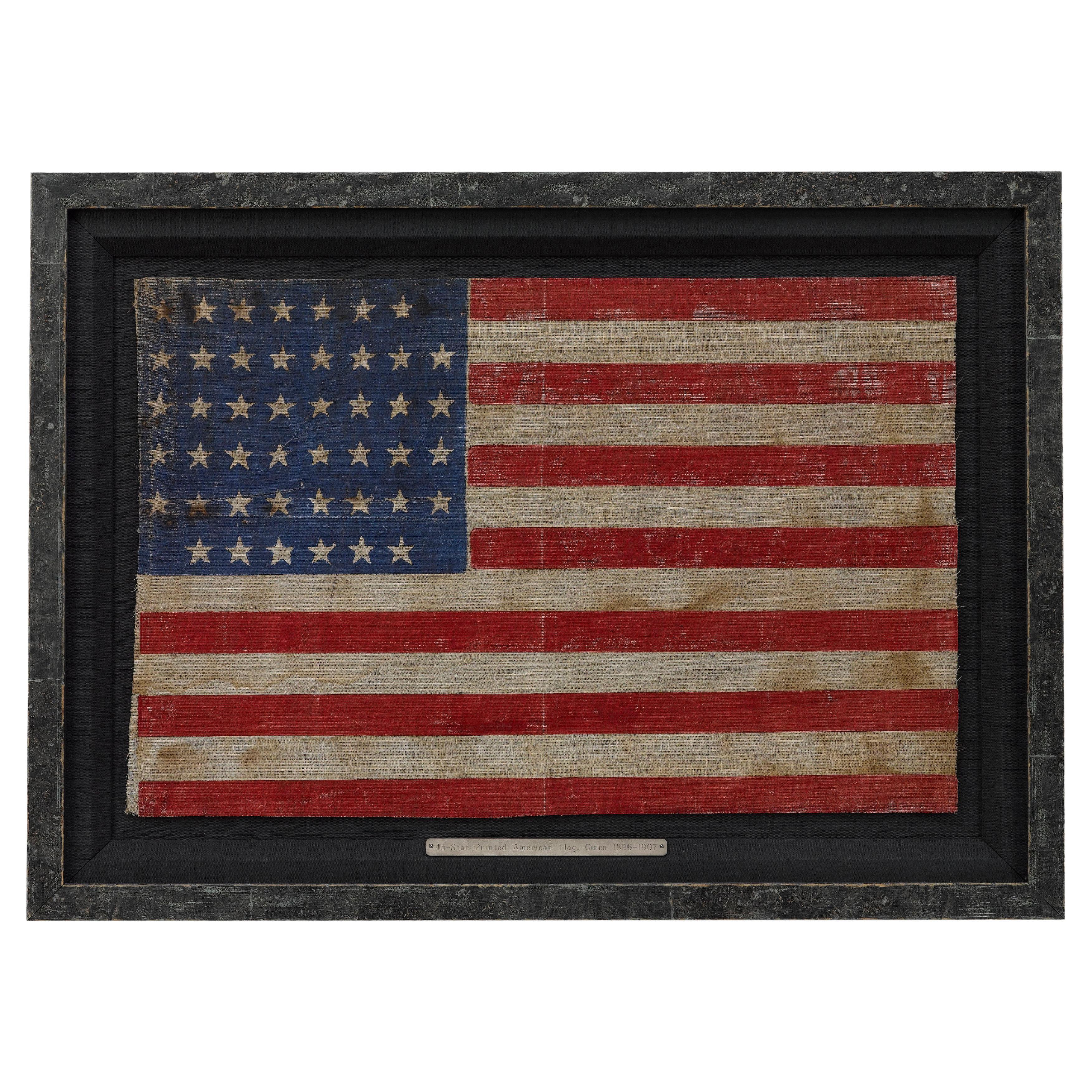 45-Star American Flag Printed on Muslin, 1896-1907