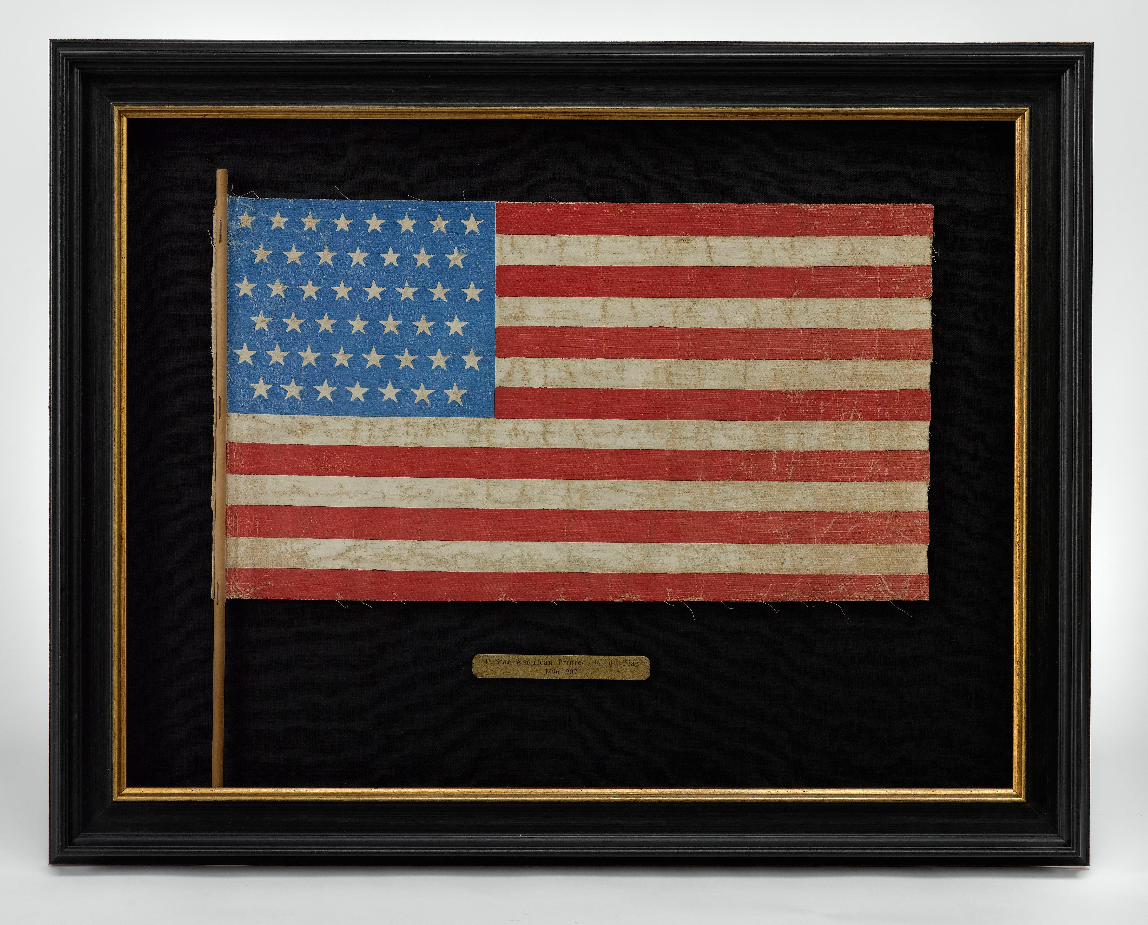 Fabric 45-Star American Printed Parade Flag, 1896-1907