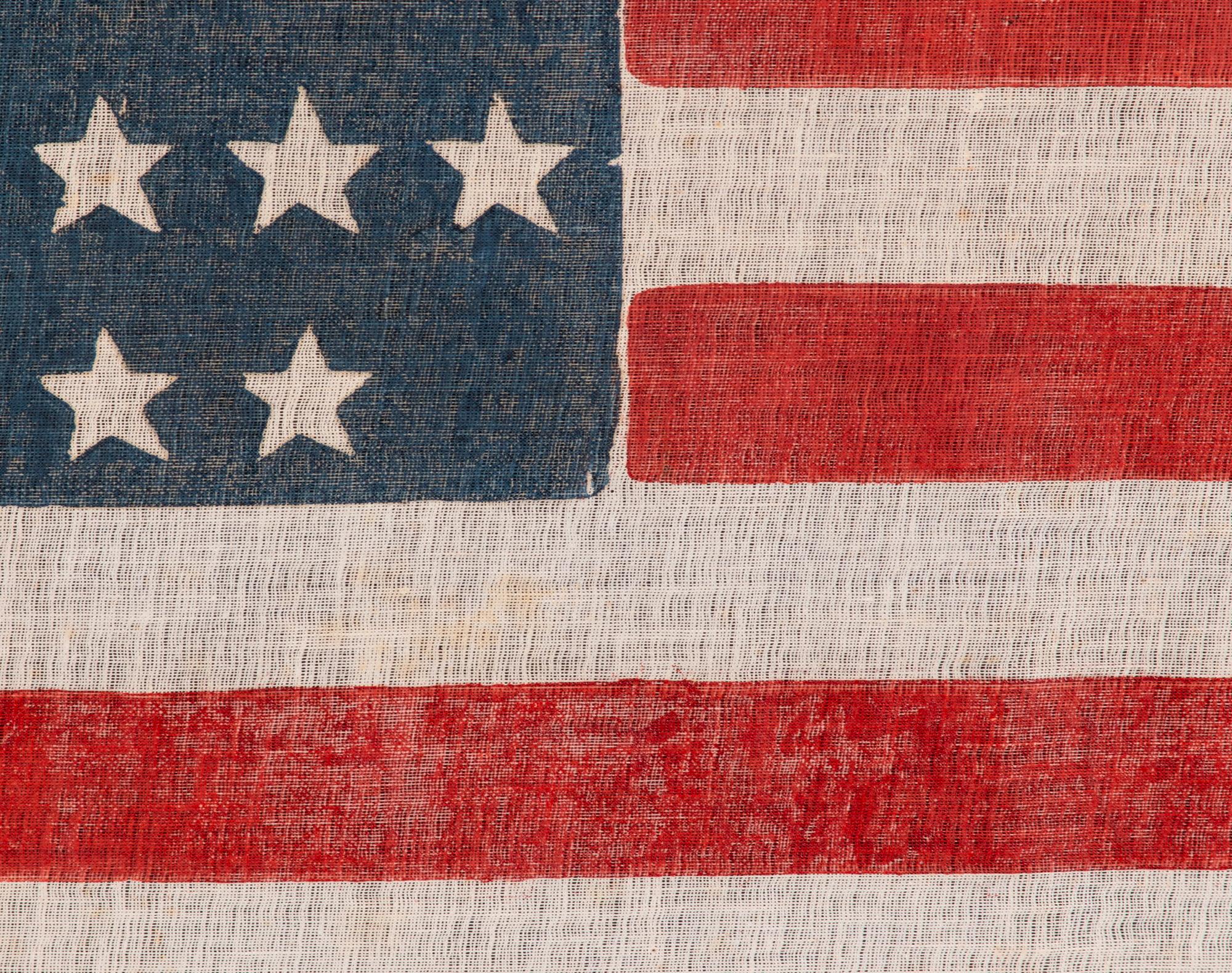 45 Star Antique American Flag, Stars Arranged in a Notched Position, ca 1896 In Good Condition In York County, PA