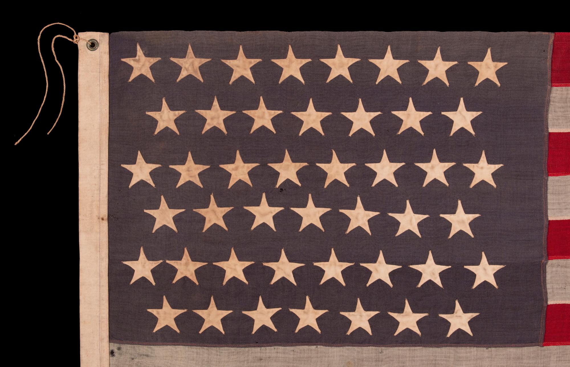 45 Star Antique American Flag, with Staggered Rows, Utah Statehood, ca 1890-1896 In Good Condition For Sale In York County, PA