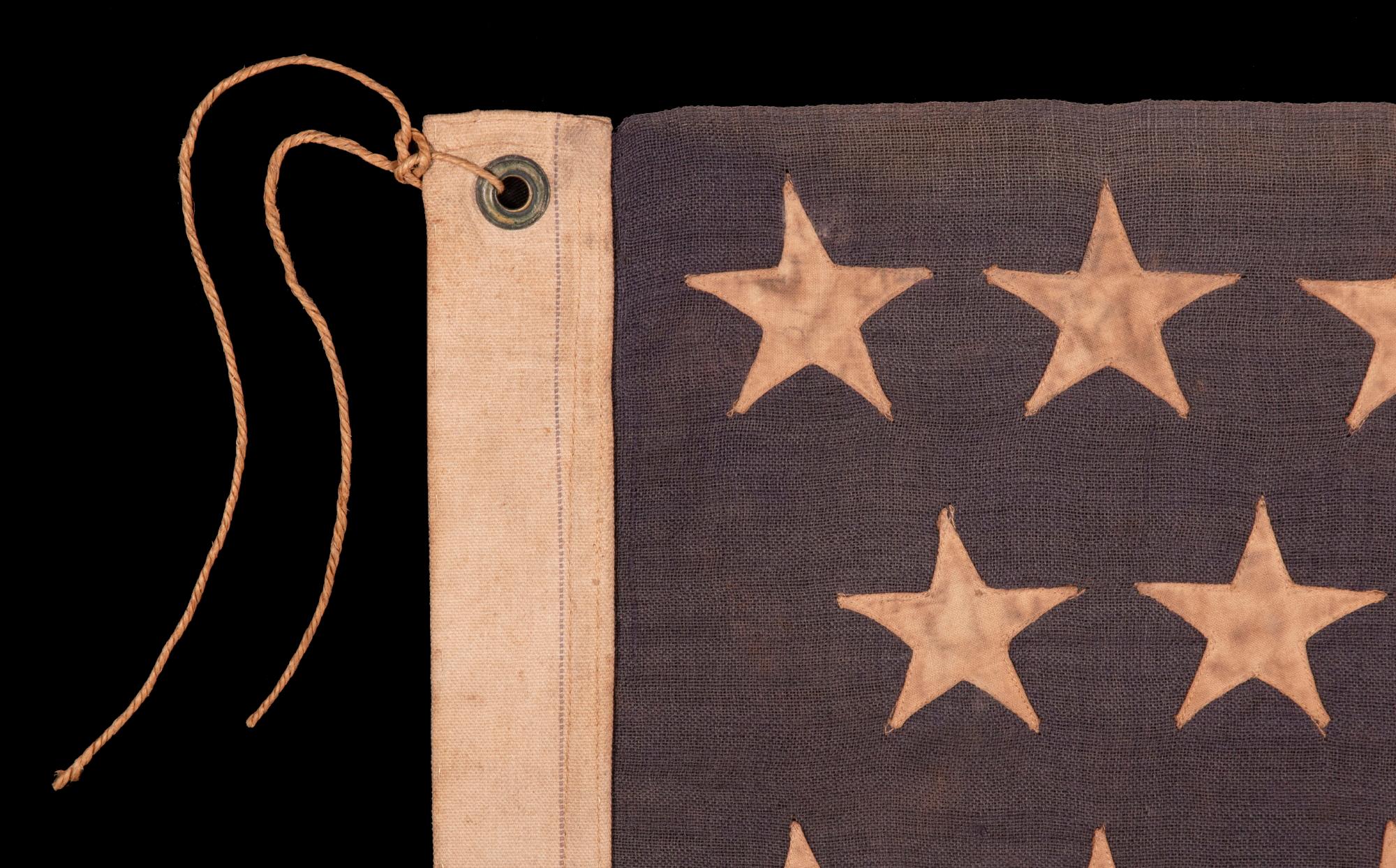Wool 45 Star Antique American Flag, with Staggered Rows, Utah Statehood, ca 1890-1896 For Sale