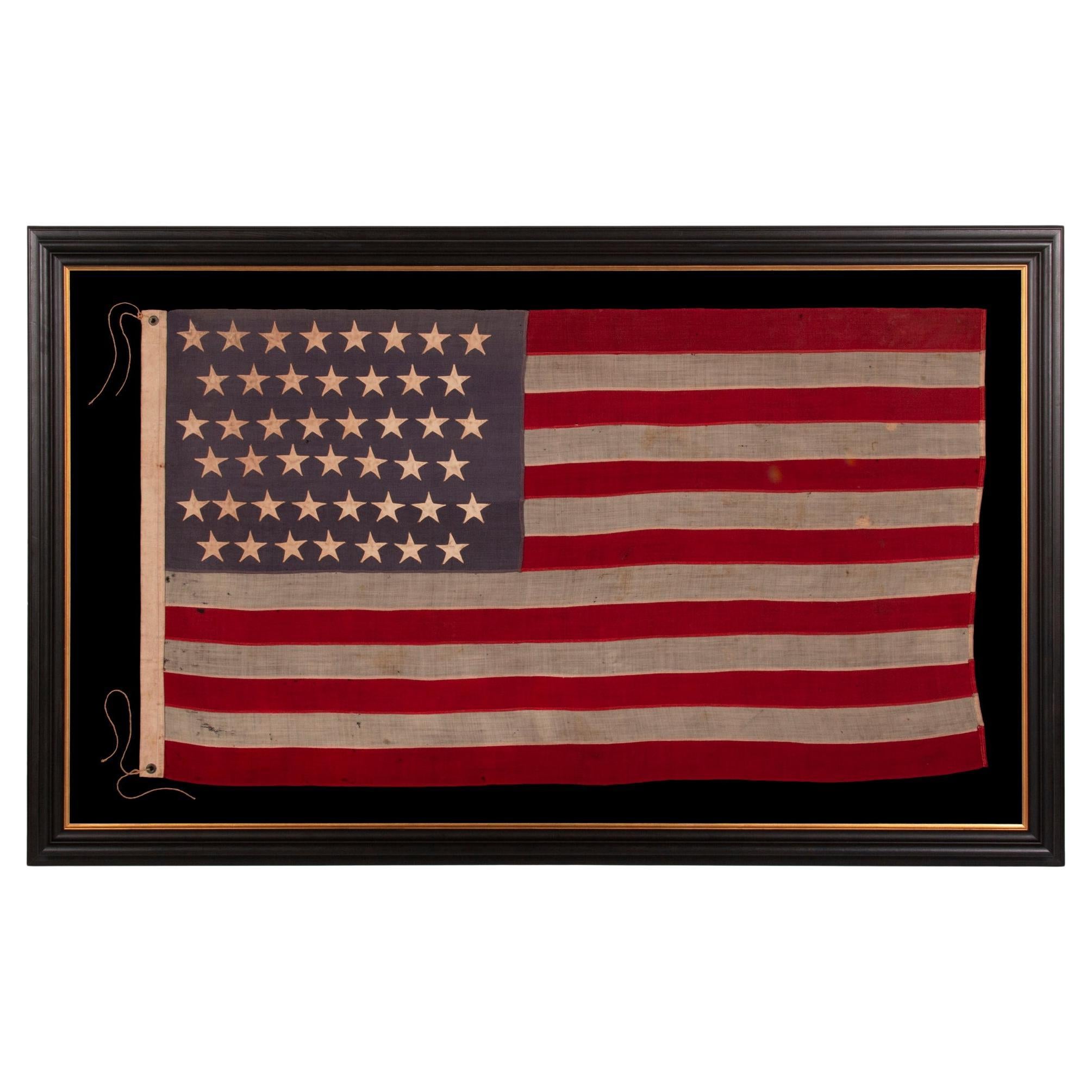 45 Star Antique American Flag, with Staggered Rows, Utah Statehood, ca 1890-1896