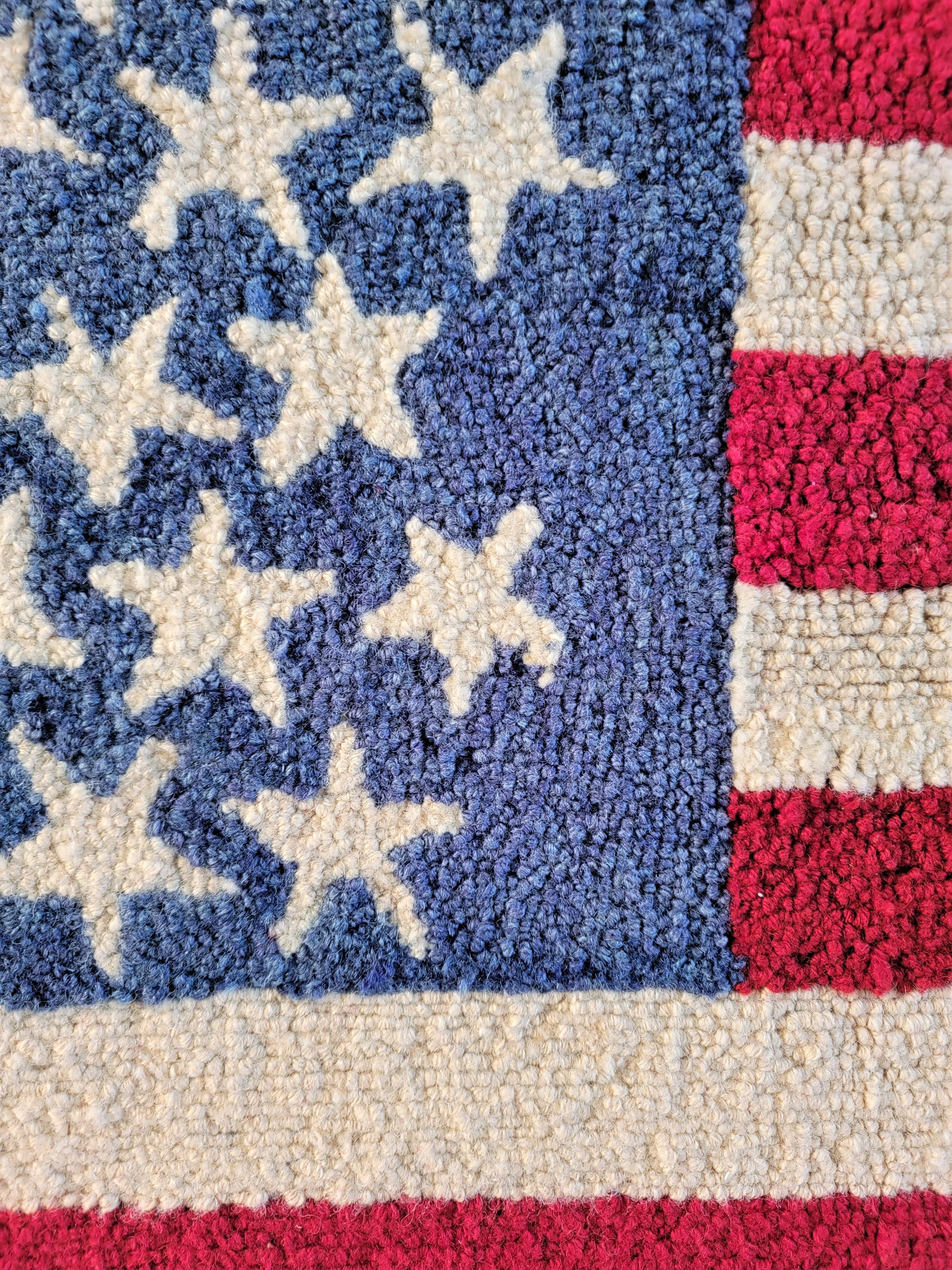 Mid-20th Century 45 Star Mounted Crochet Hooked Rug, Large For Sale