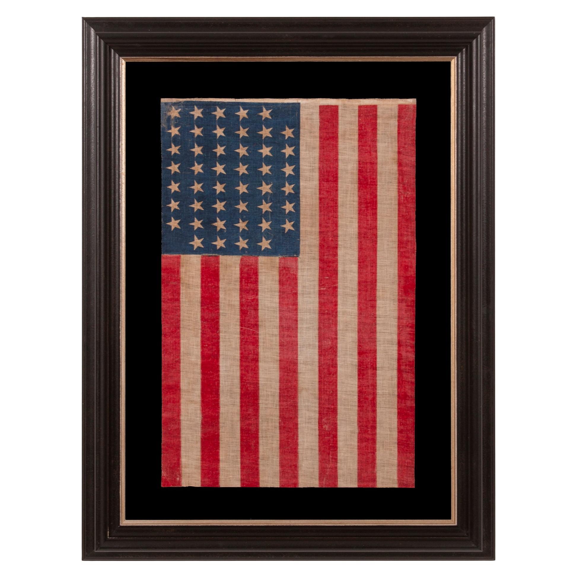 Bandera de desfile americana antigua de 45 estrellas, independencia del estado de Utah, ca 1896-1908