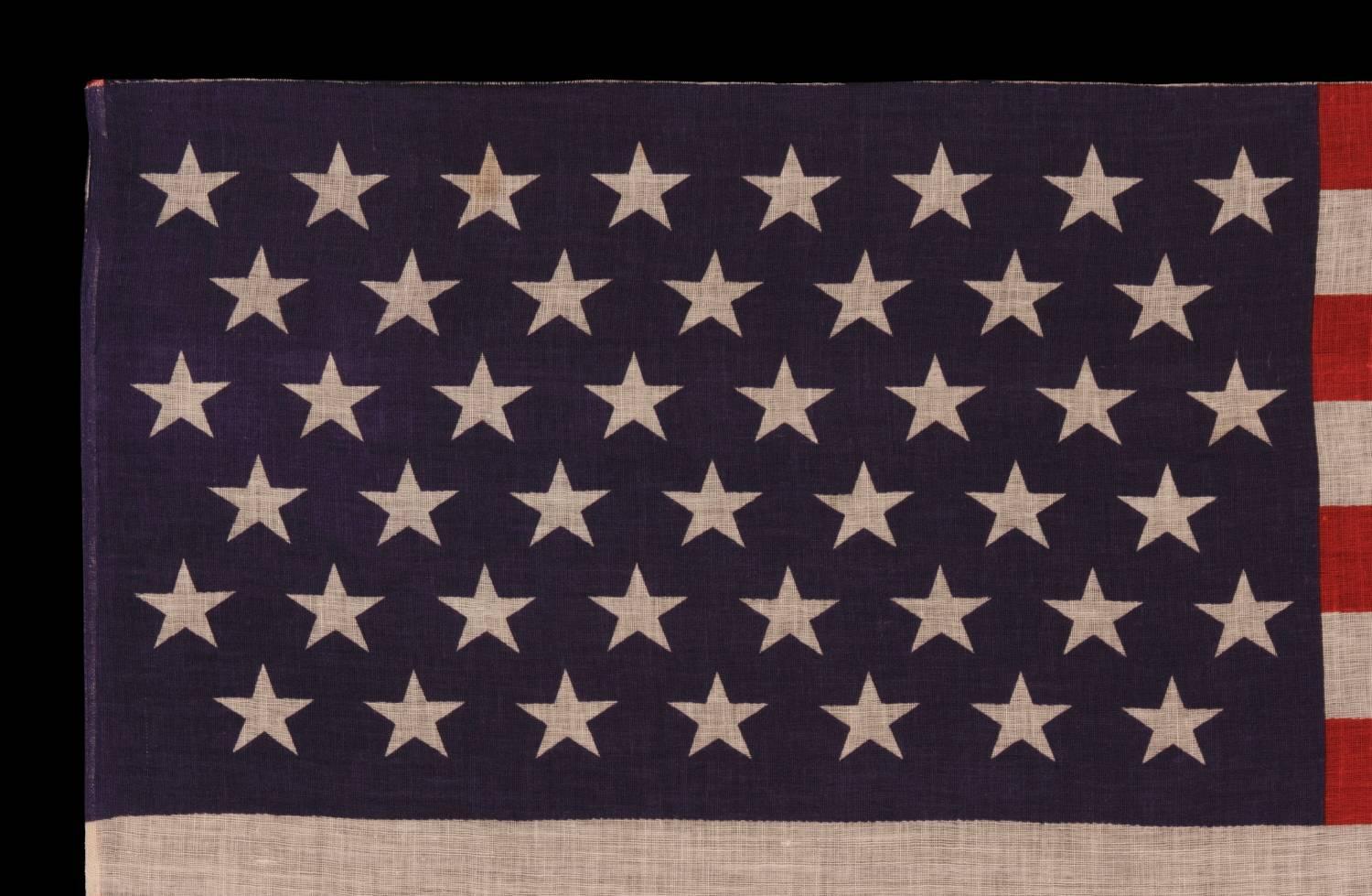 45 Stars in Staggered Rows on an Antique American Parade Flag In Good Condition In York County, PA