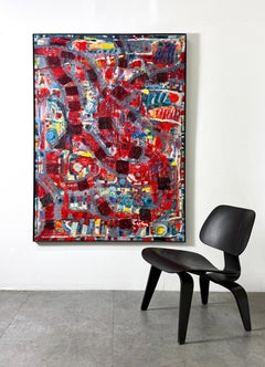 45 x 61 Abstract Original Mixed Media Oil Painting on Canvas by Nathan Caplan