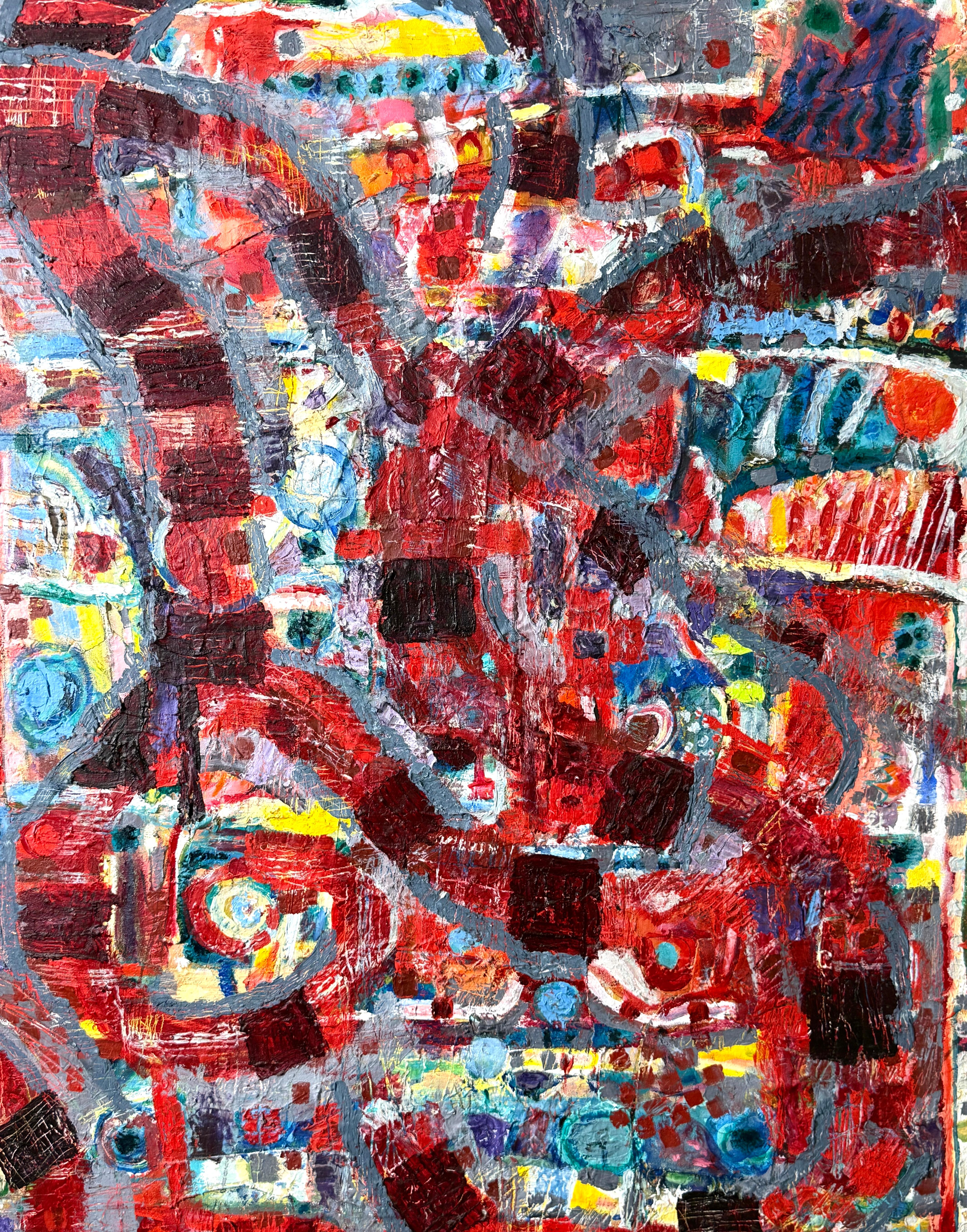 45 x 61 Abstrakte Original Mixed Media Ölgemälde auf Leinwand von Nathan Caplan (Gemalt) im Angebot