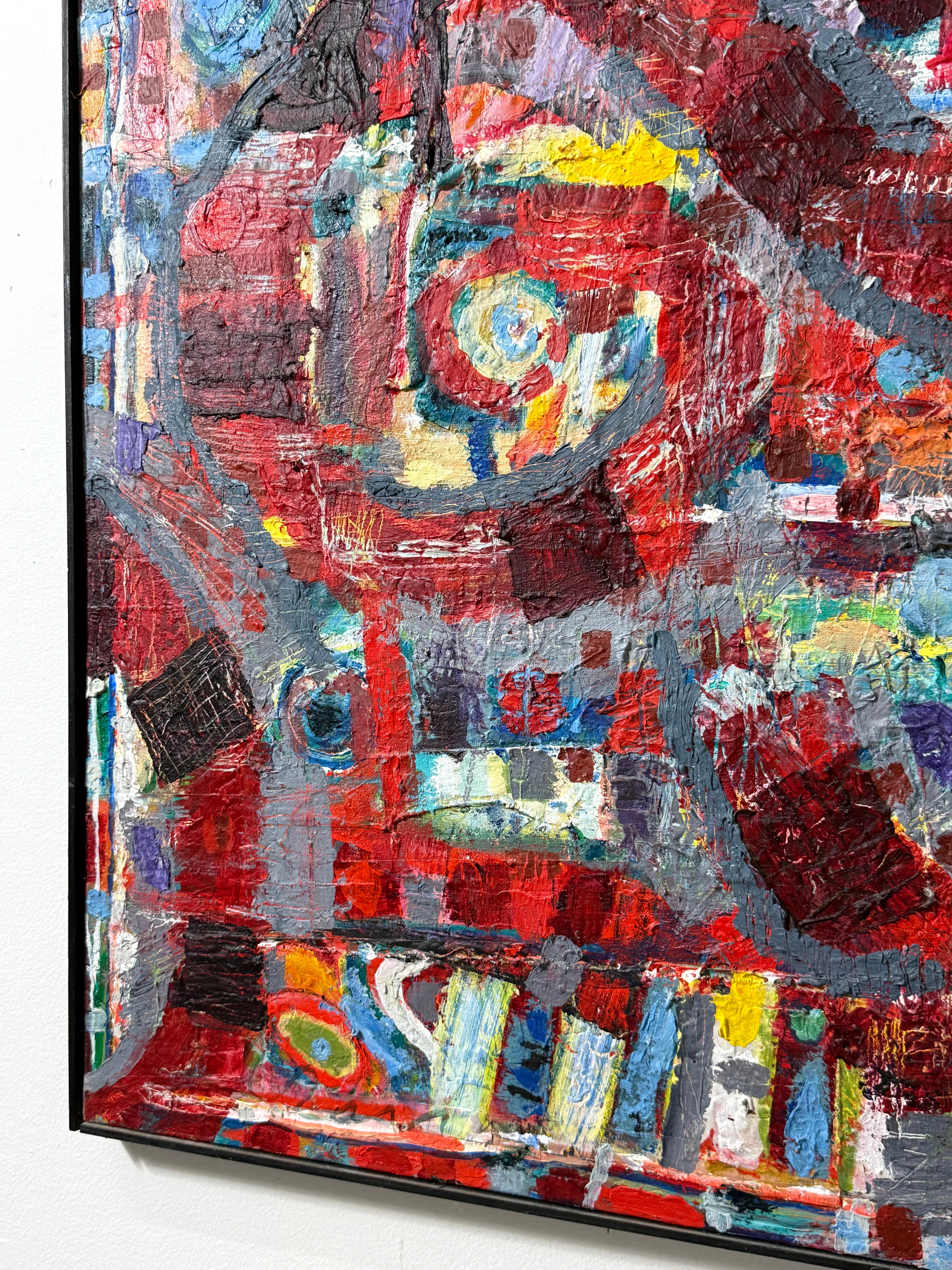 45 x 61 Abstrakte Original Mixed Media Ölgemälde auf Leinwand von Nathan Caplan (20. Jahrhundert) im Angebot