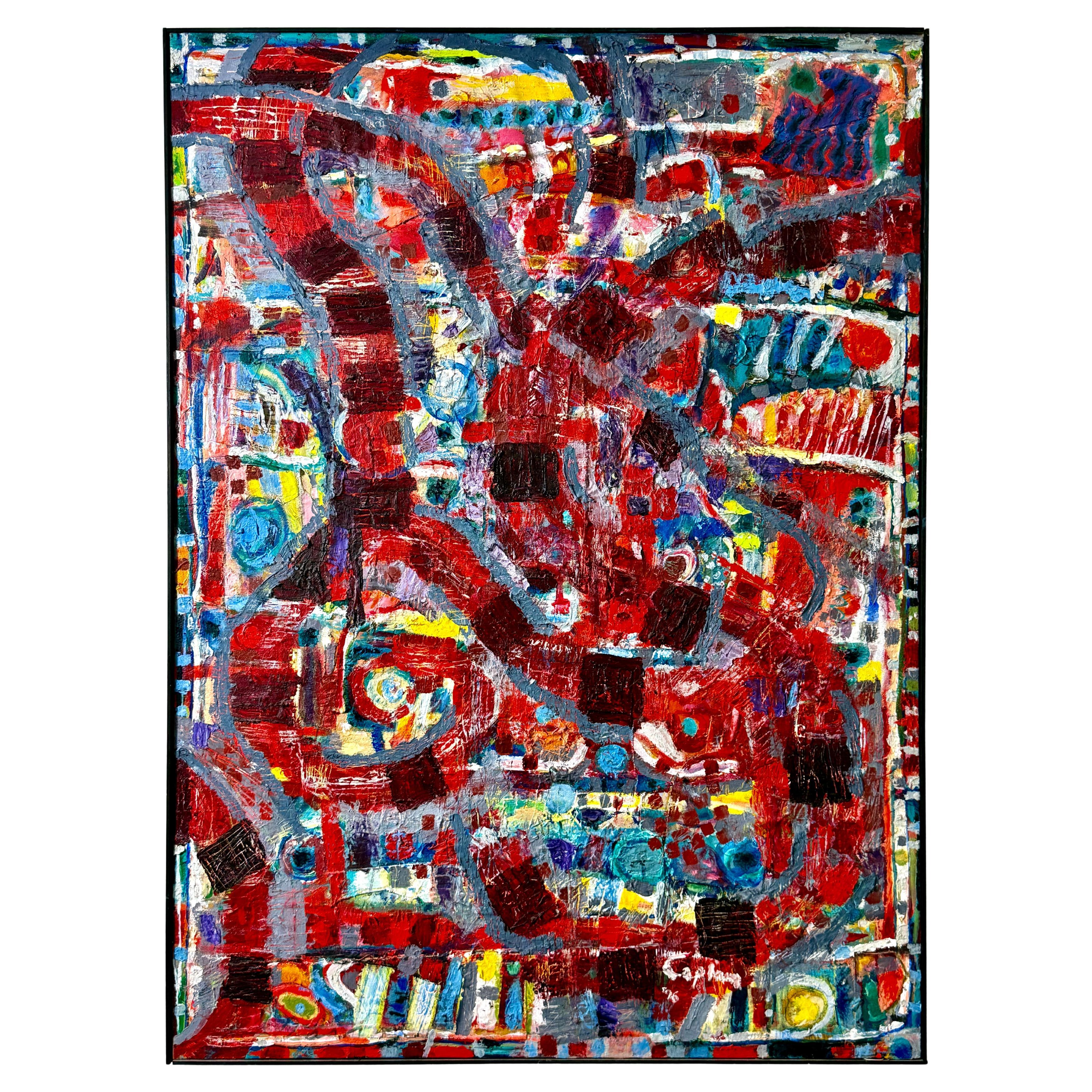 45 x 61 Abstrakte Original Mixed Media Ölgemälde auf Leinwand von Nathan Caplan im Angebot