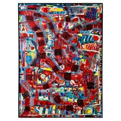 45 x 61 Pittura astratta originale a olio su tela in tecnica mista di Nathan Caplan