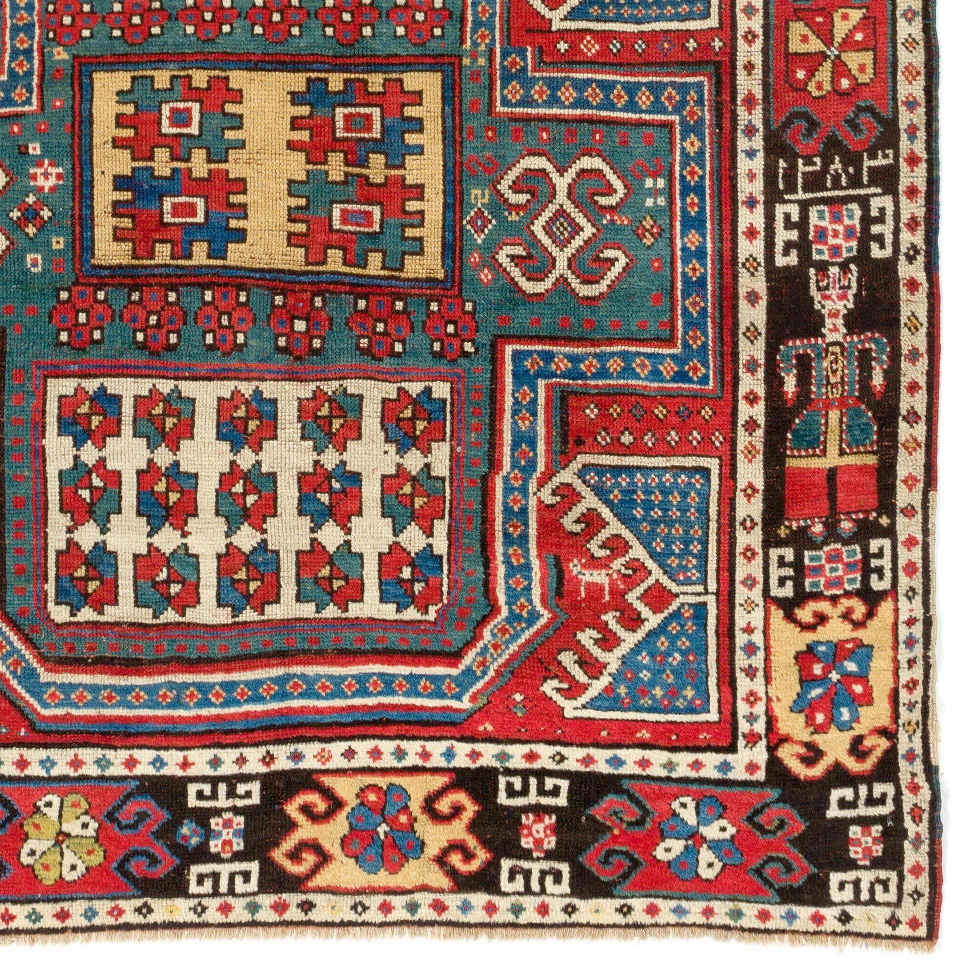 Noué à la main Tapis du Caucase 4'5'' x 7', le meilleur d'un petit groupe de tapis Sewan Kazak en vente