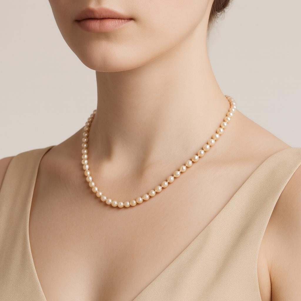 4.50 - 4.75mm Pink Freshwater Pearl and 14k Yellow Gold Necklace, 17 Inches für Damen oder Herren im Angebot