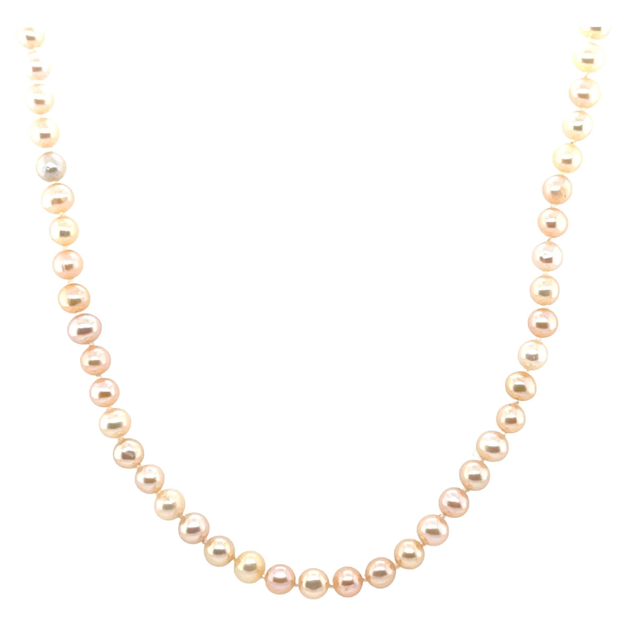 4.50 - 4.75mm Pink Freshwater Pearl and 14k Yellow Gold Necklace, 17 Inches