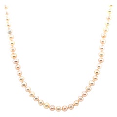 4.50 - 4.75mm Pink Freshwater Pearl and 14k Yellow Gold Necklace, 17 Inches