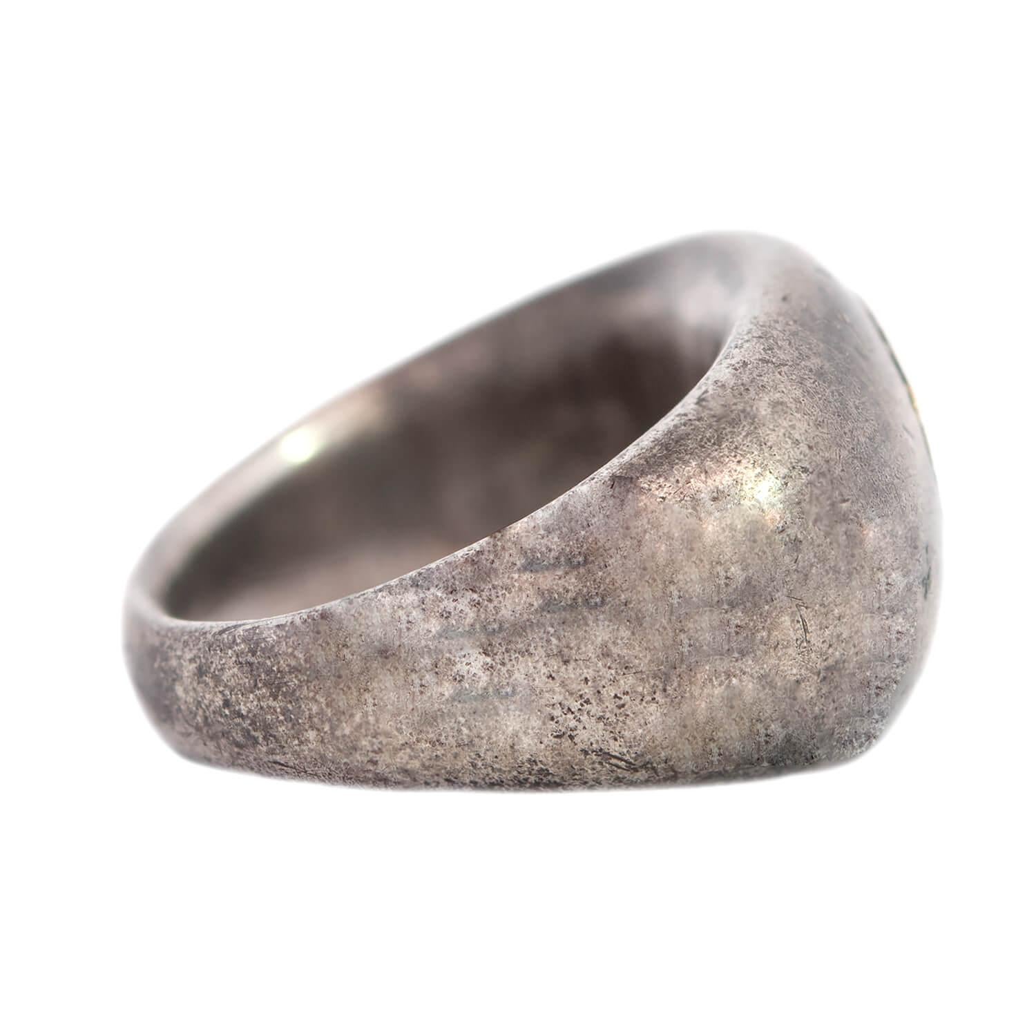 Women's or Men's 450 AD Silver + 22k Roman Signet Ring For Sale