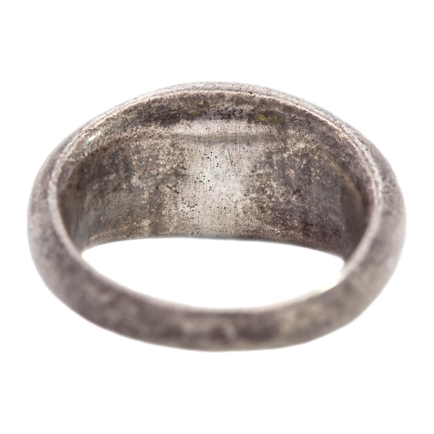 Women's or Men's 450 AD Silver + 22k Roman Signet Ring For Sale